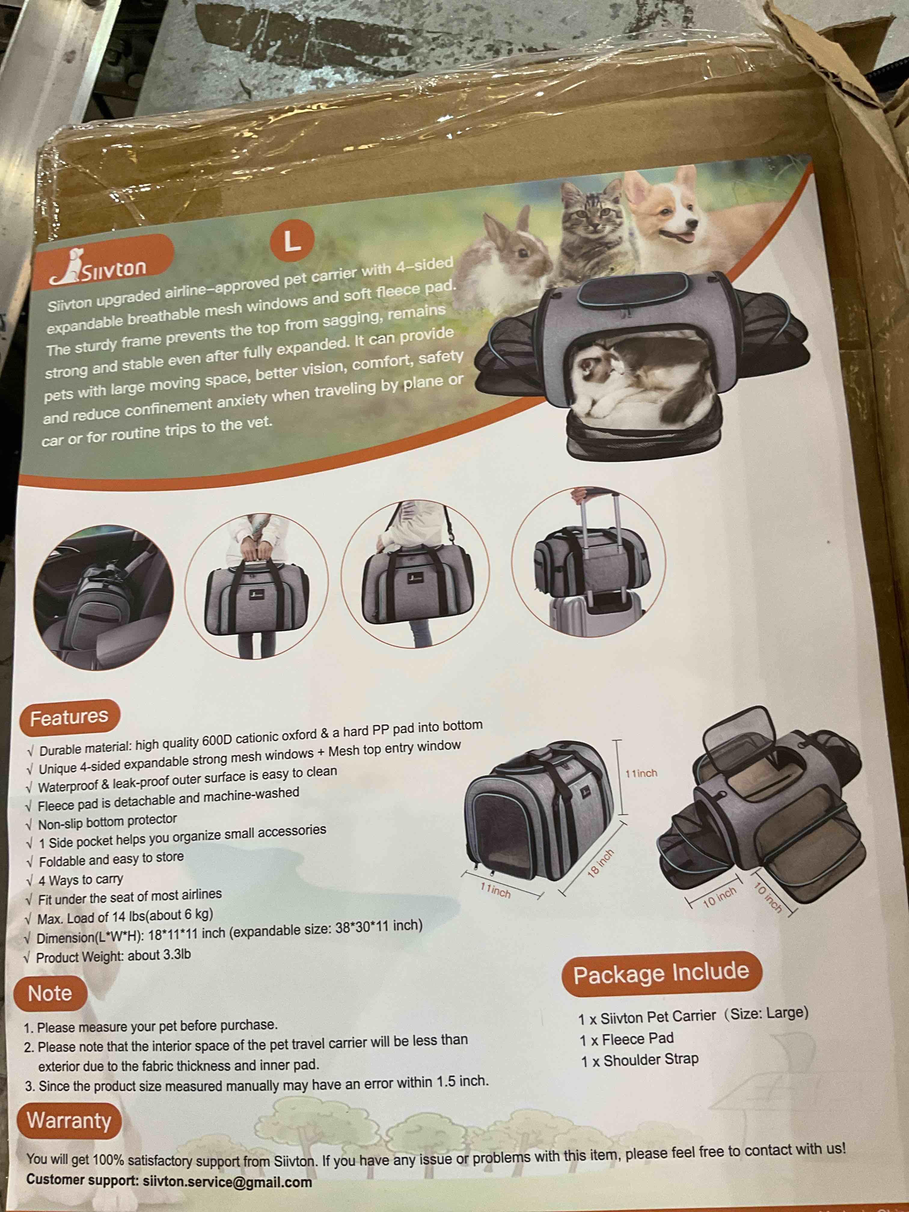 Siivton Airline Approved Pet Carrier, Soft Sided Pet Travel Carrier 4 Sides Expandable Cat Carrier with Fleece Pad for Cats, Puppy and Small Dogs