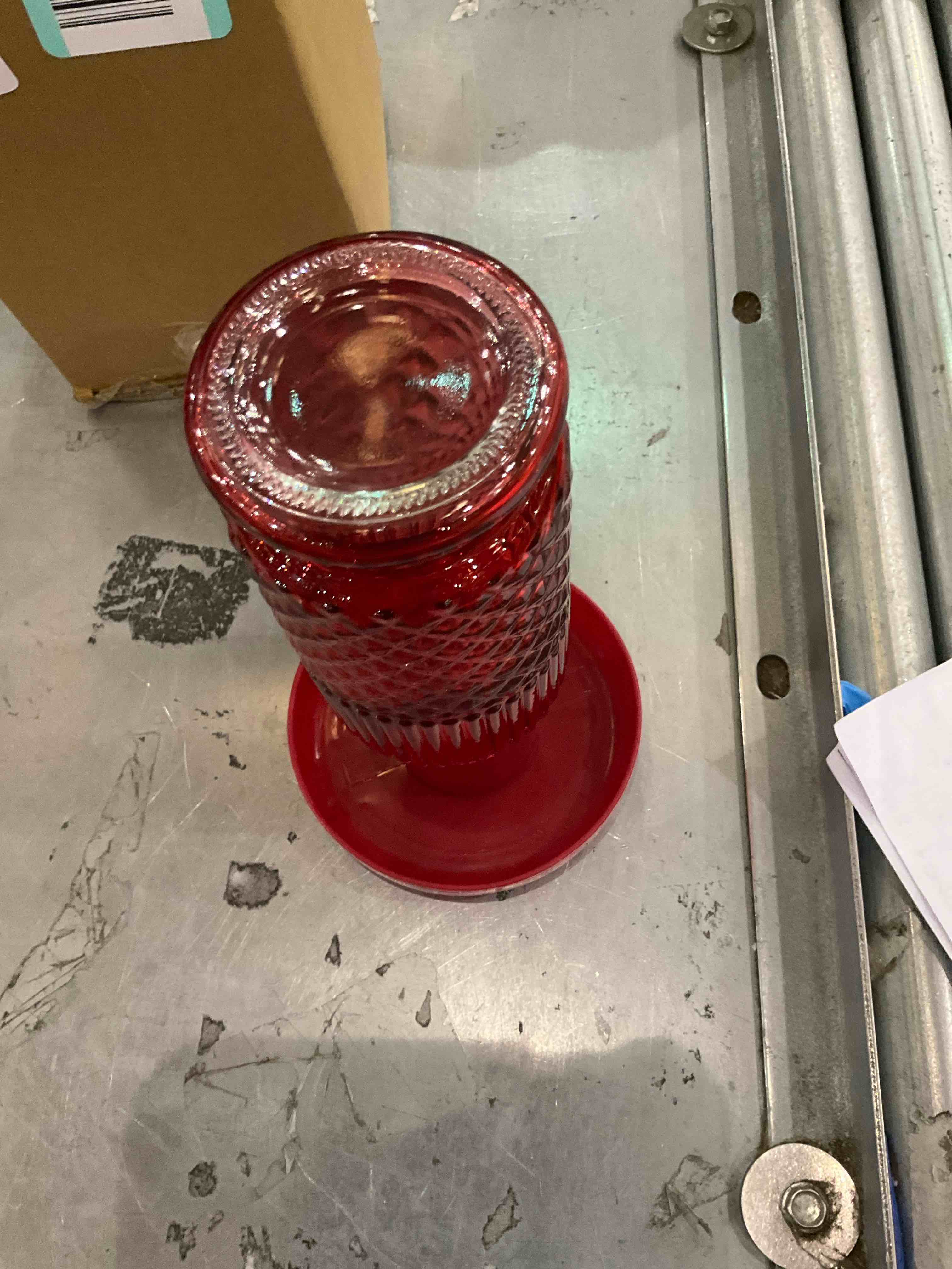 X0042YS08P FEED GARDEN Glass Hu...d Feeders, Red, 1 Pack New