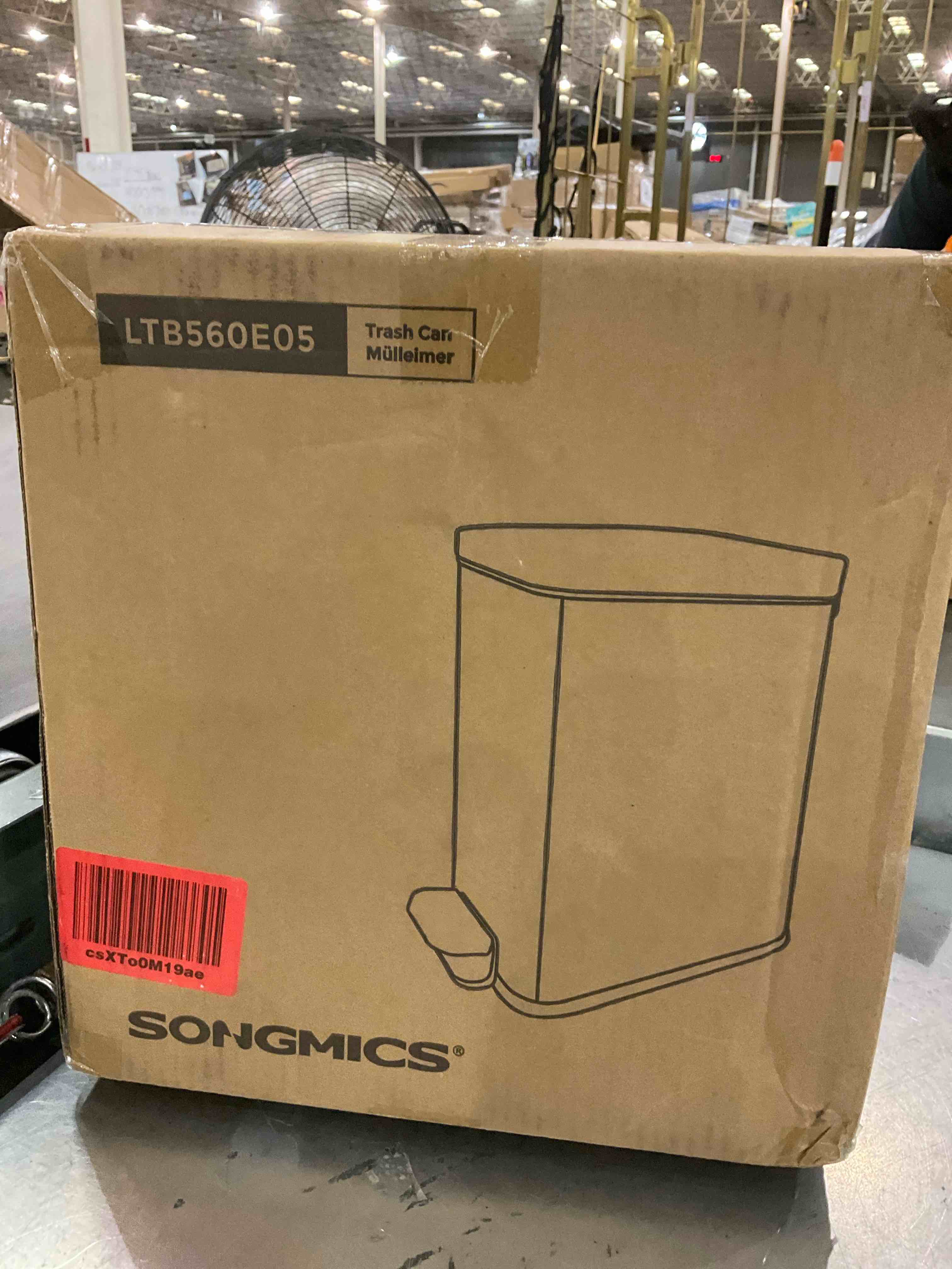 SONGMICS Bathroom Trash Can, 1.3 Gallon Small Trash Bin with Lid, Slim for Small Spaces, Stainless Steel Garbage Can, Soft Close, Silver ULTB560E05