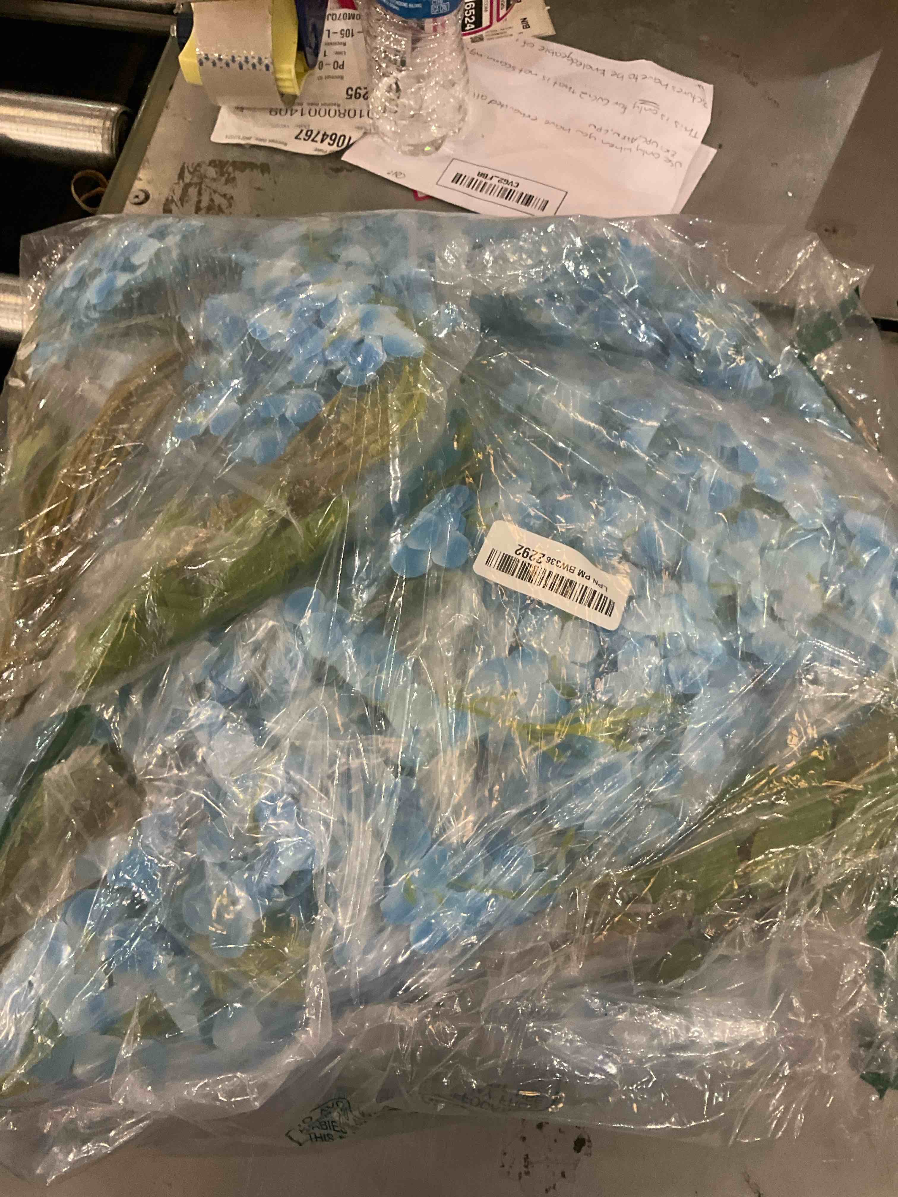 Ranslen 48 Pieces Artificial Wisteria Flower Hanging Silk Garland Vine Ratta Wedding Decor String Home Party Garden Outdoor Decoration Supplies (Blue, 48)