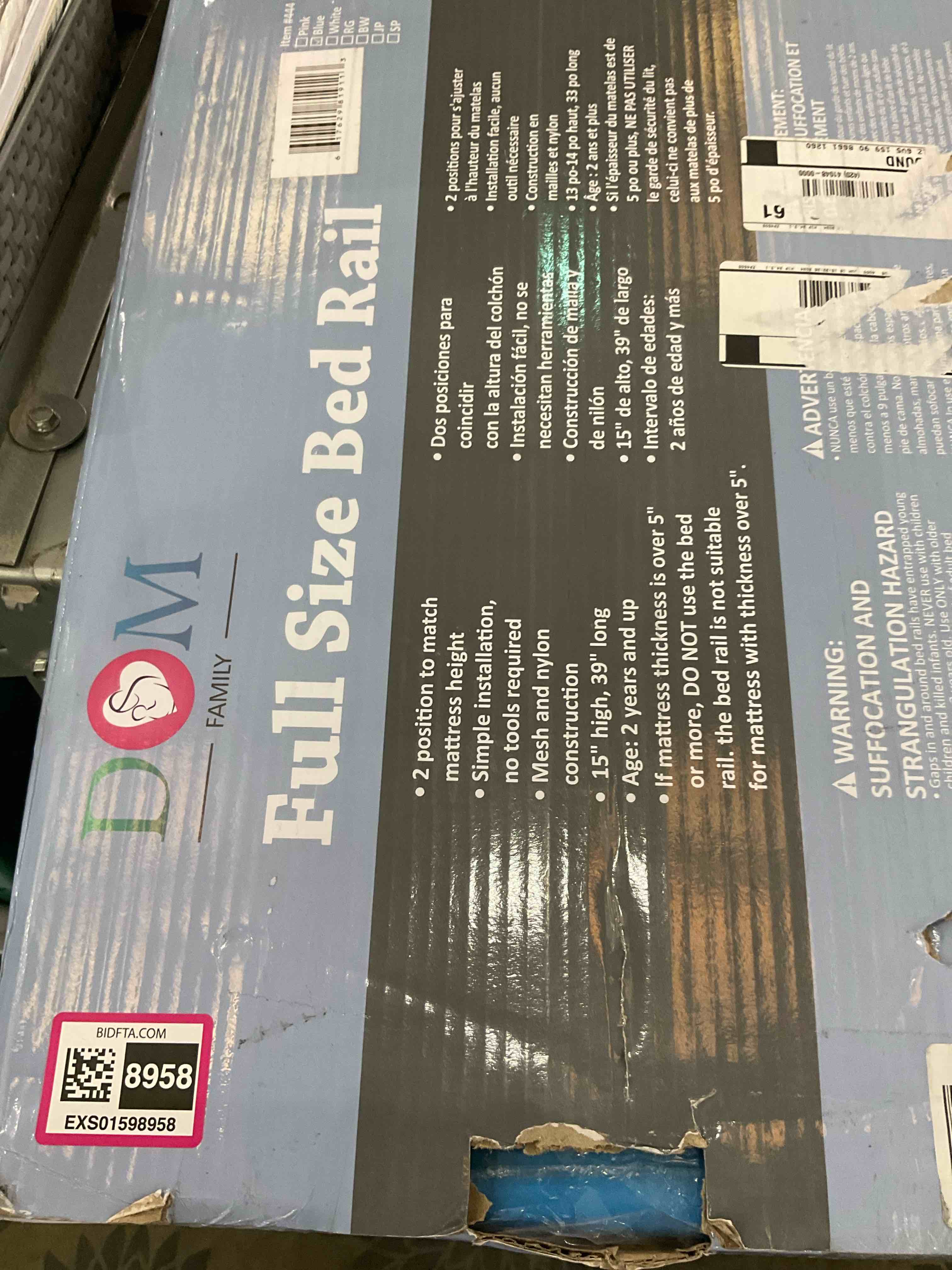 Dream On Me Adjustable Mesh Bed Rail, Two Height Levels, Ready To Use, Compatible with Adult Twin Size Beds, All Steel construction, Equipped with Guard Gap, Durable Nylon Fabric Mesh, Blue