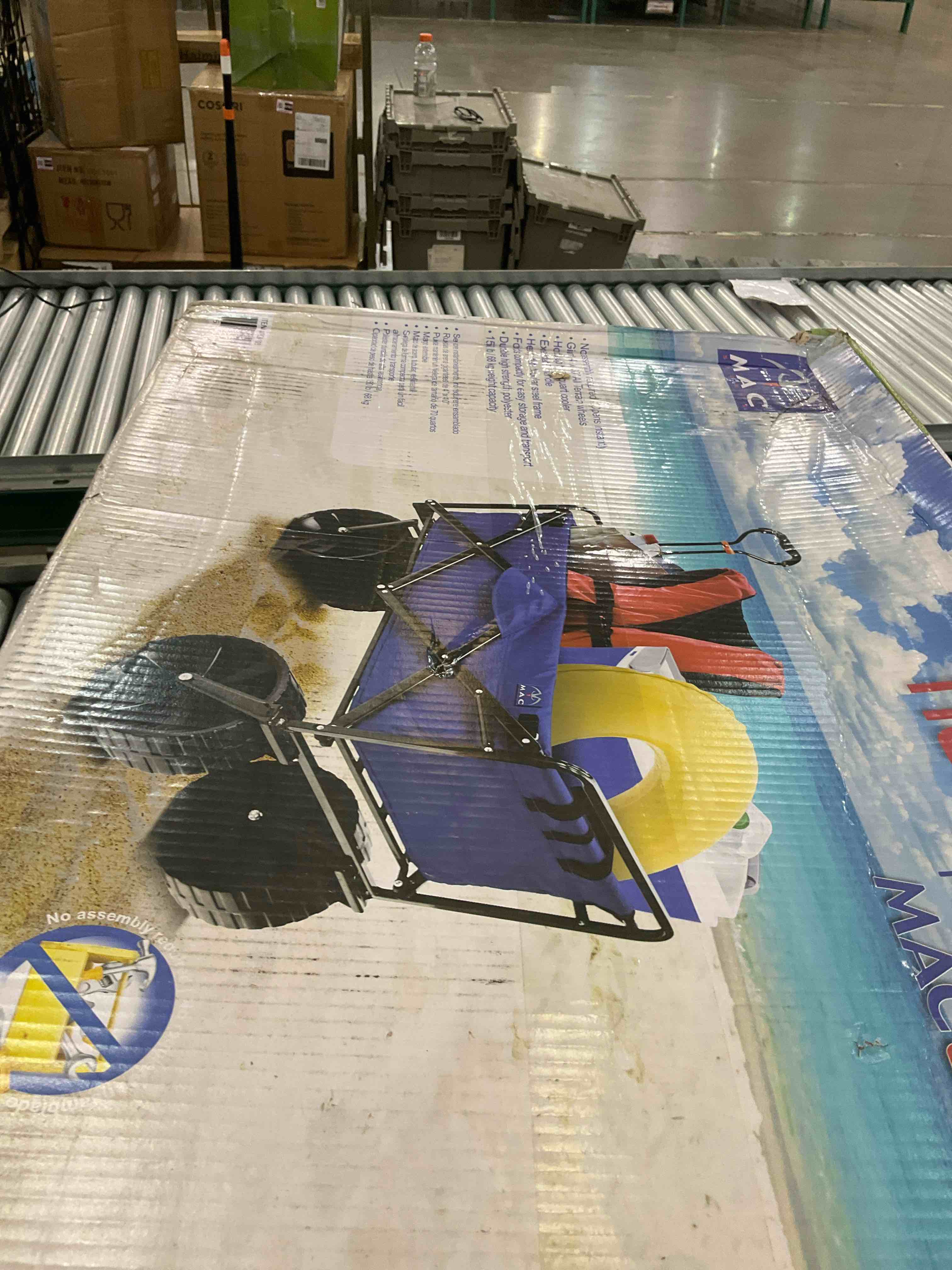 Mac Sports Heavy Duty Steel Frame Collapsible Folding 150 Pound Capacity Outdoor Beach Garden Utility Wagon Cart with 4 All Terrain Wheels, Blue/Black