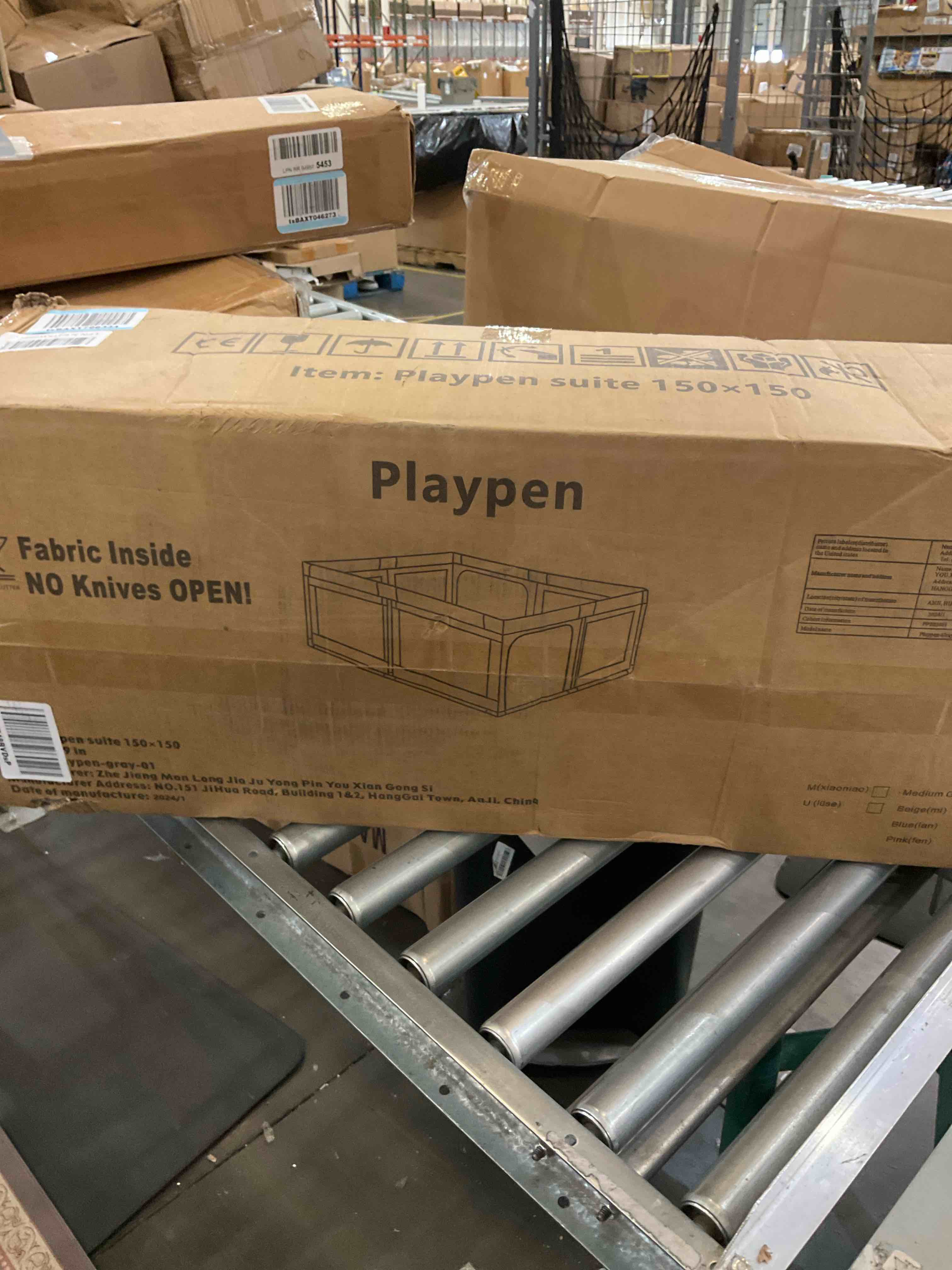 Mloong Baby Playpen with Mat, 59x59 Inches Extra Large Playpen for Babies and Toddlers, Indoor & Outdoor Activity Center, Safety Baby Fence with Gate 59*59inch Gray 59x59in with mat