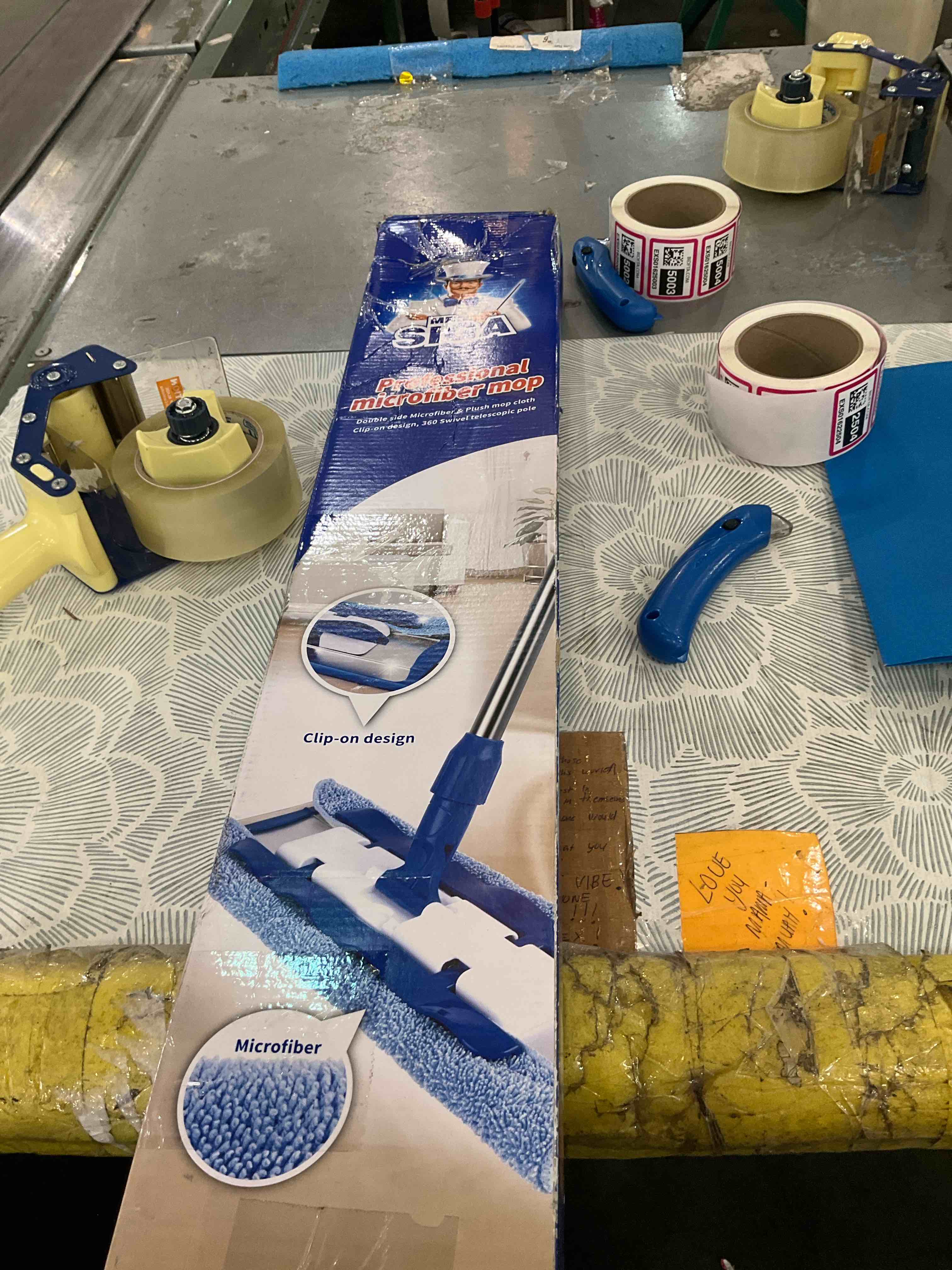 MR.SIGA Professional Microfiber Mop for Hardwood, Laminate, Tile Floor Cleaning, Stainless Steel Handle - 3 Reusable Flat Mop Pads and 1 Dirt Removal Scrubber Included