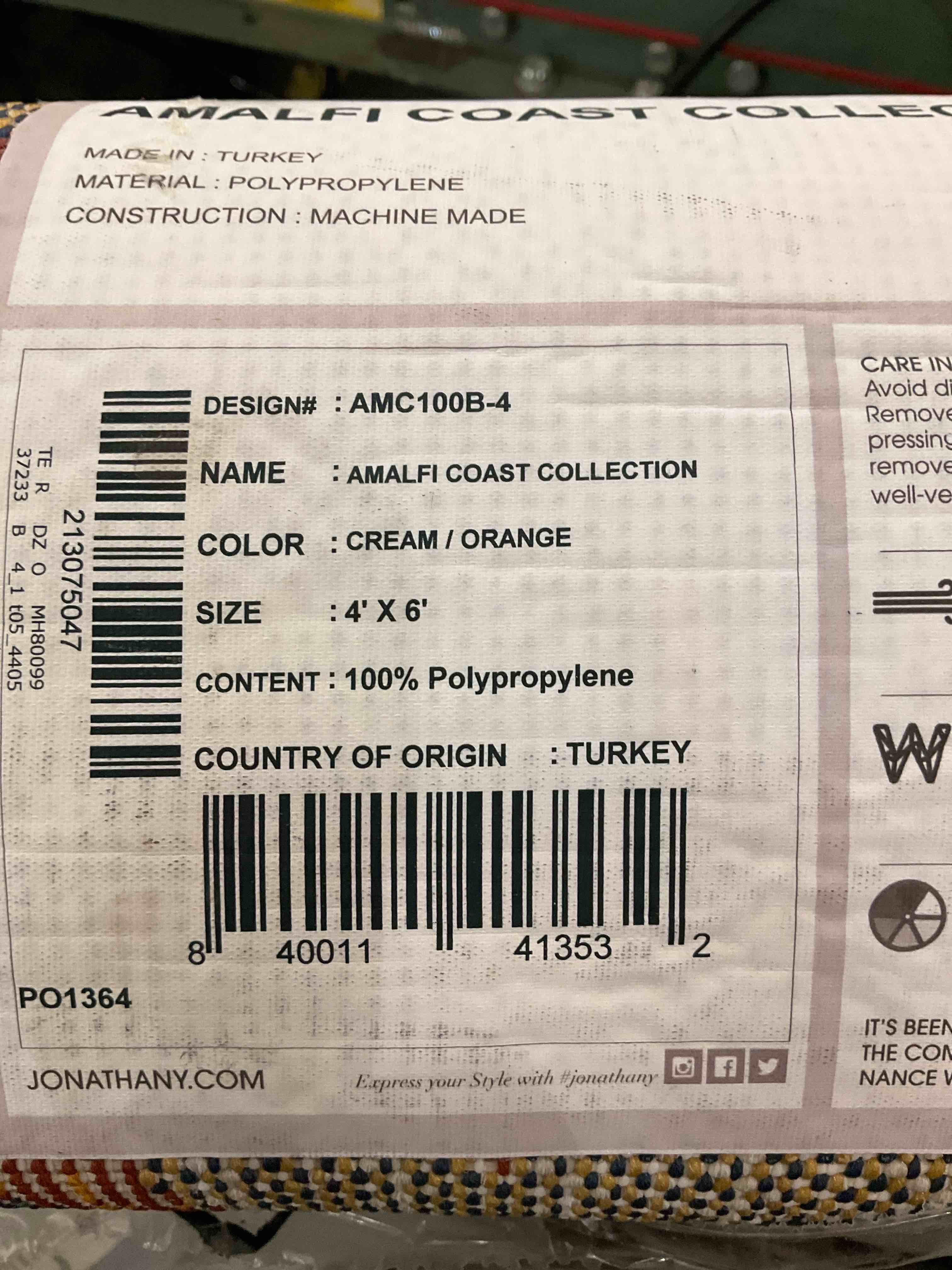 JONATHAN Y AMC100B-8 Tropics Palm Leaves Indoor Outdoor Area-Rug Bohemian Floral Easy-Cleaning High Traffic Bedroom Kitchen Backyard Patio Porch Non Shedding, 8 X 10, Cream/Orange