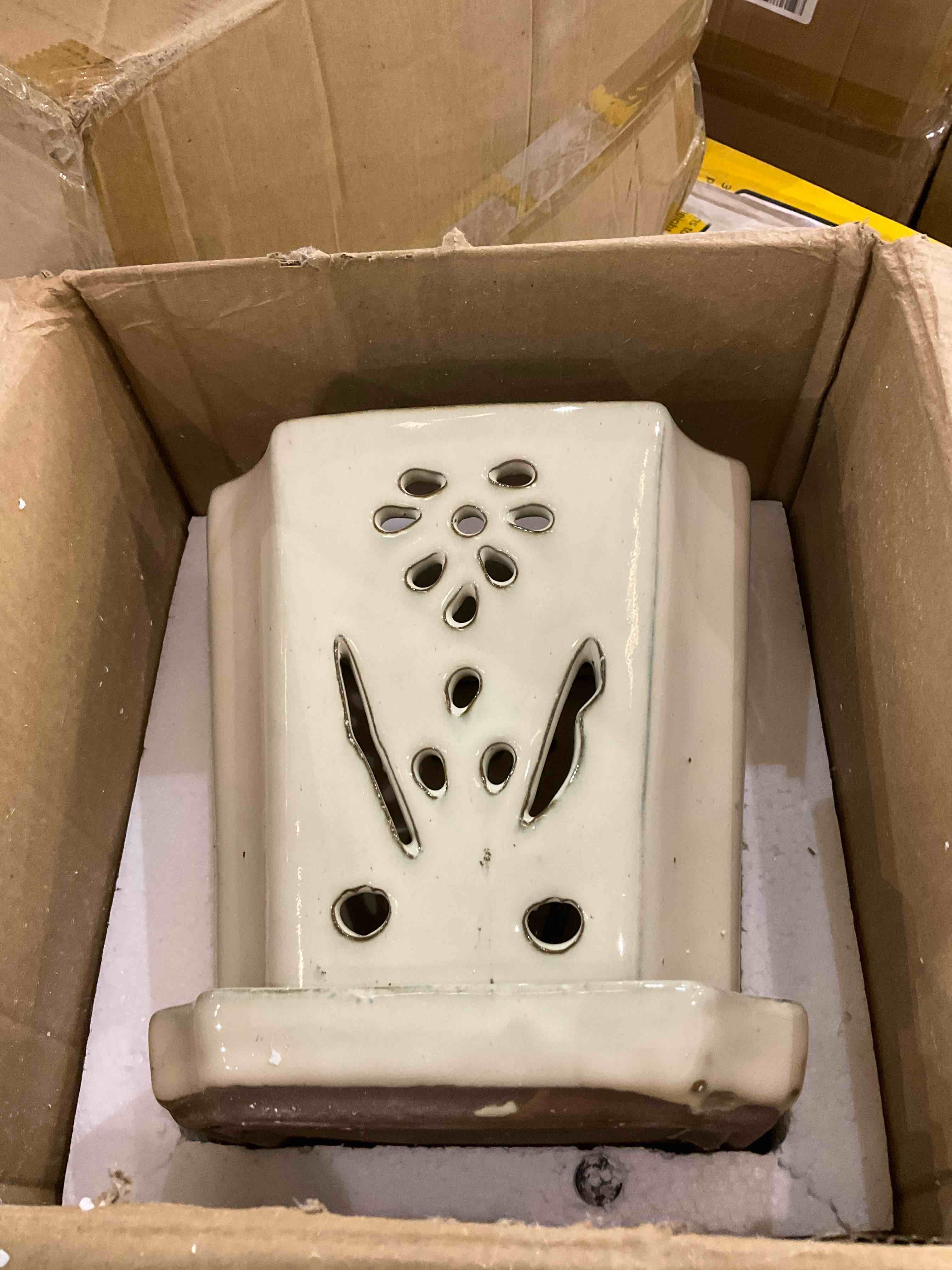 Atri Ceramic Orchid Pot with Holes – 6.5� Indoor Orchid Planter with Drainage Holes and Saucer for Repotting Orchids – Porcelain Flower Pot for Air Circulation and Deters Over-Watering (6�H x 6.5�W)