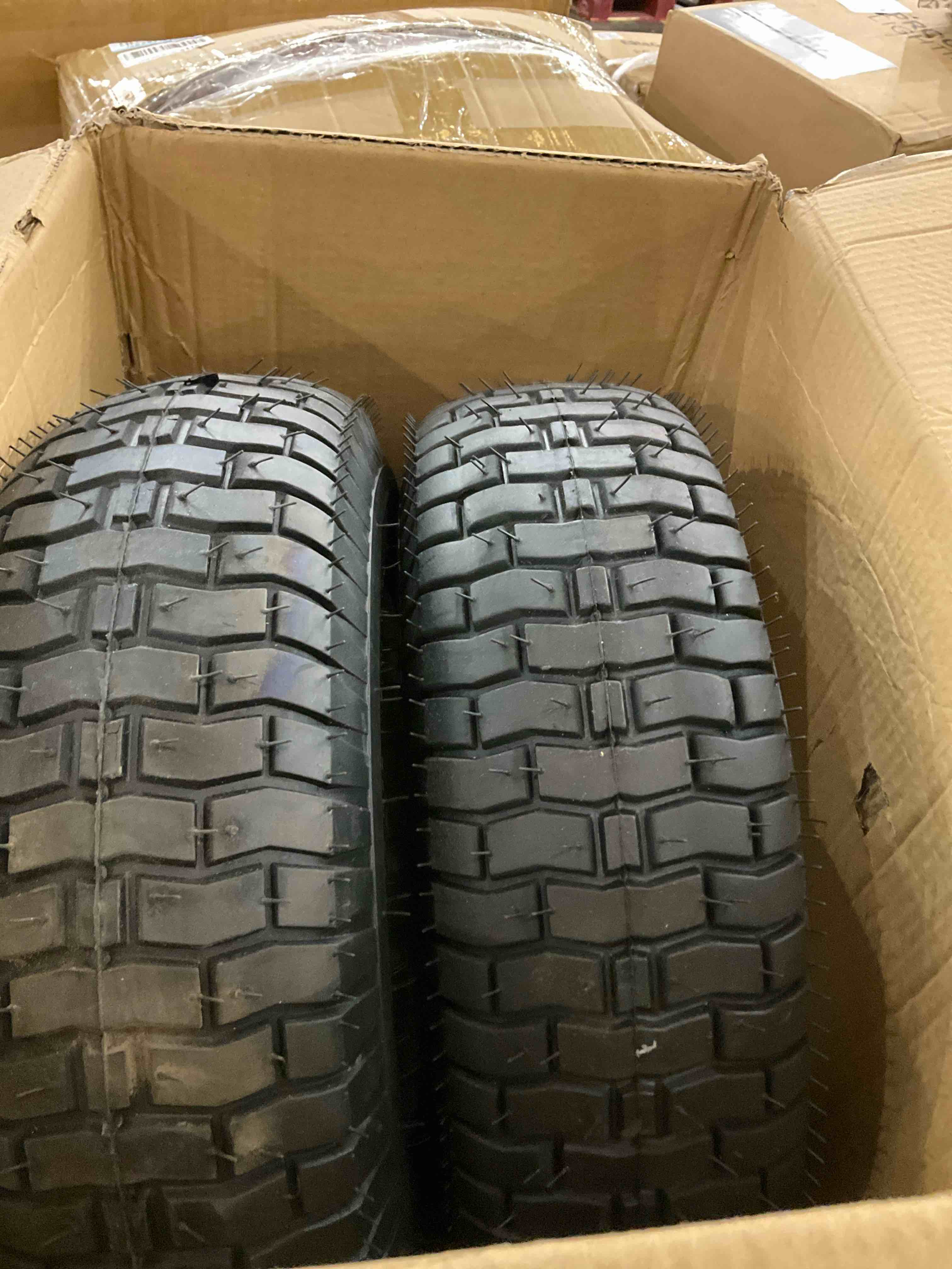 16x6.50-8 Riding Lawn Mower Rubber Tire and Wheel, 2 Pcs Replacement 16x6.5-8nhs Garden Tractor Lawnmower Tyre, with 3/4" & 5/8" Bushing, 3"-4.5" Centered Hub