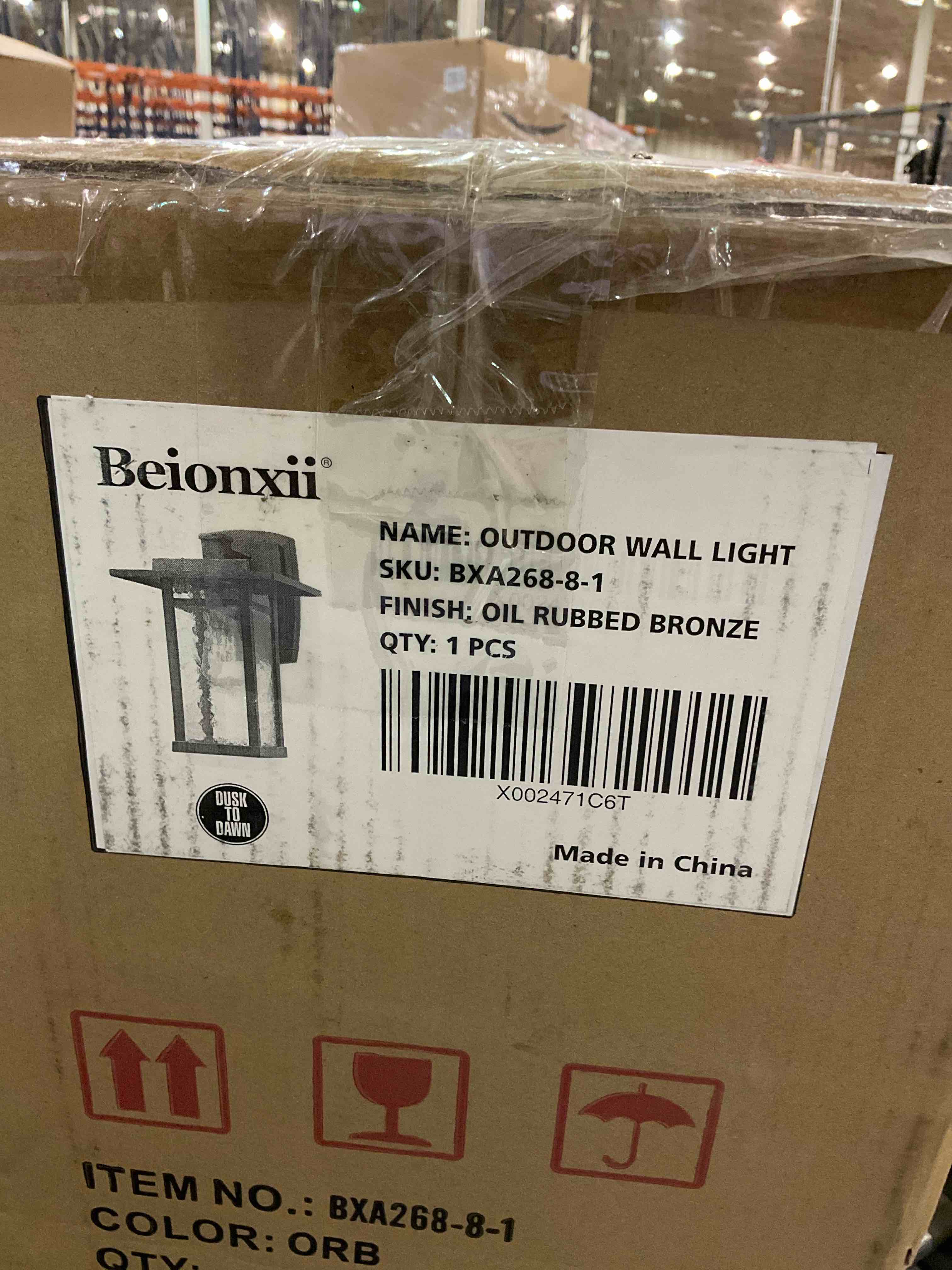 Beionxii Outdoor Wall Lights, 14" H Large Exterior Light Fixture Outside Porch Lights for House Front Door Garage, Oil Rubbed Bronze Cast Aluminum w/Water Glass - A268W-1PK