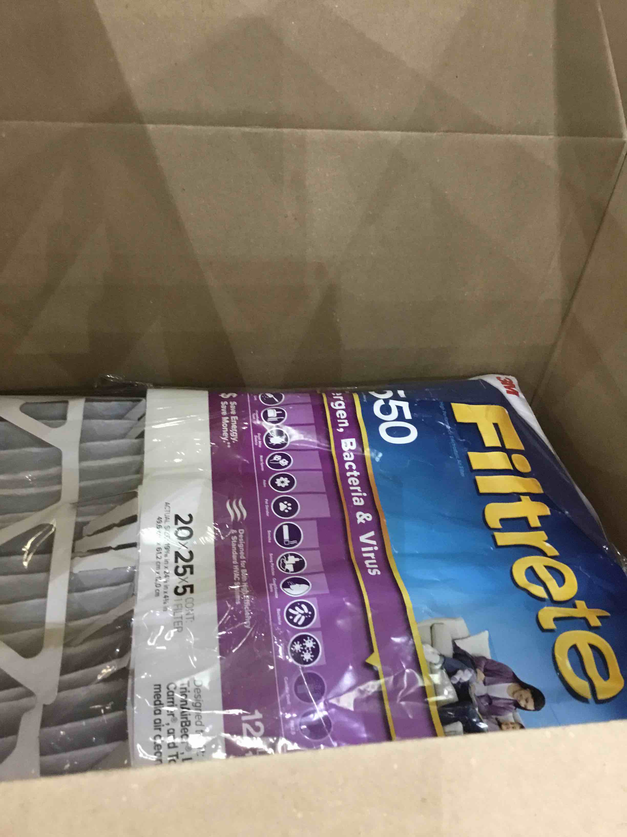 Filtrete 20x25x5 Air Filter MPR 1550 DP MERV 12, Healthy Living Ultra Allergen Deep Pleat, 1-Pack, Fits Lennox & Honeywell Devices (exact dimensions 19.56 x 24.19 x 4.69) 20x25x5 1-Pack Air Filter