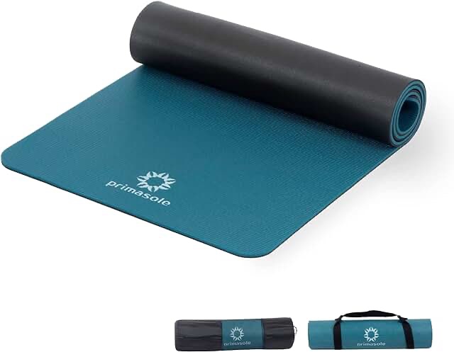 Primasole Yoga Mat with Carry Strap for Yoga Pilates Fitness and Floor Workout at Home and Gym 1/3 inch (8 mm) Black