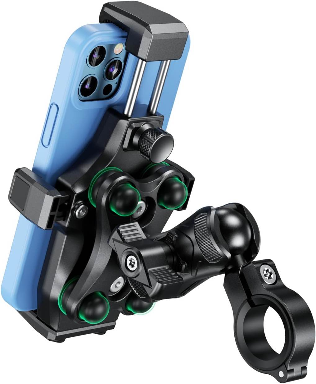 Kewig Motorcycle Phone Mount with Vibration Dampener & High-Speed Secure Lock, Newest Anti-Theft Phone Cradle Handlebar Cellphone Holder for Motorcycle Bike ATV/UTV Scooter Fit 4.7-7.2" Phone