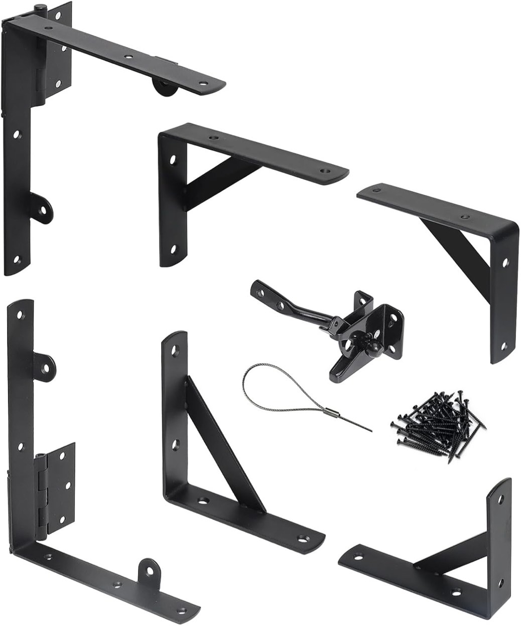 Wekis Gate Corner Brace Brackets Heavy Duty Anti Sag Gate Kit with Gate Latch for Wooden Fence Gate Hardware Kit