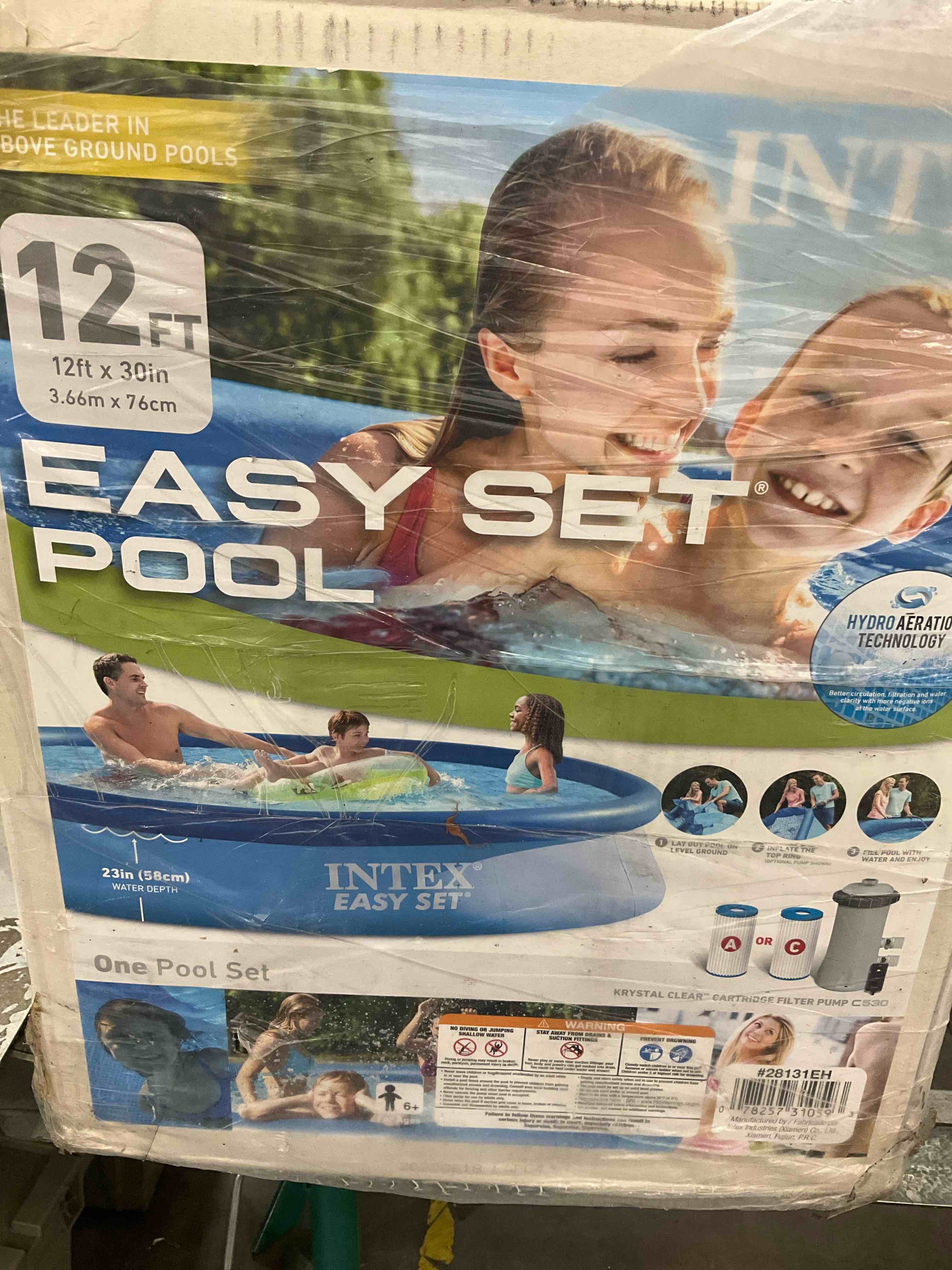 Intex 28131EH 12 Foot x 30 Inch Easy Set Above Ground Inflatable 4 Person Swimming Pool with 530 GPH Filter Pump for Children and Adults