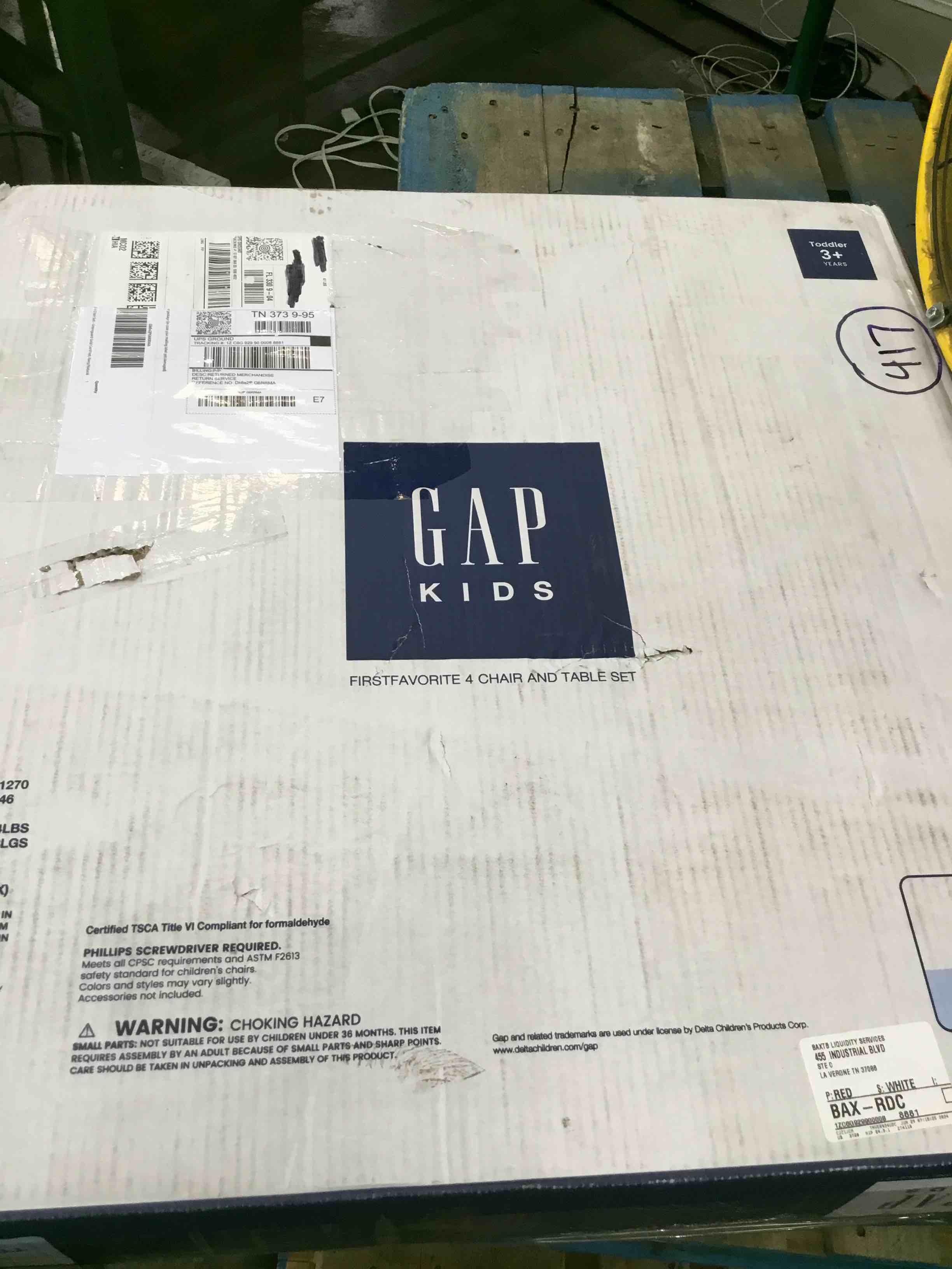 GAP GapKids Table and 4 Chair Set - Greenguard Gold Certified, Navy/Natural