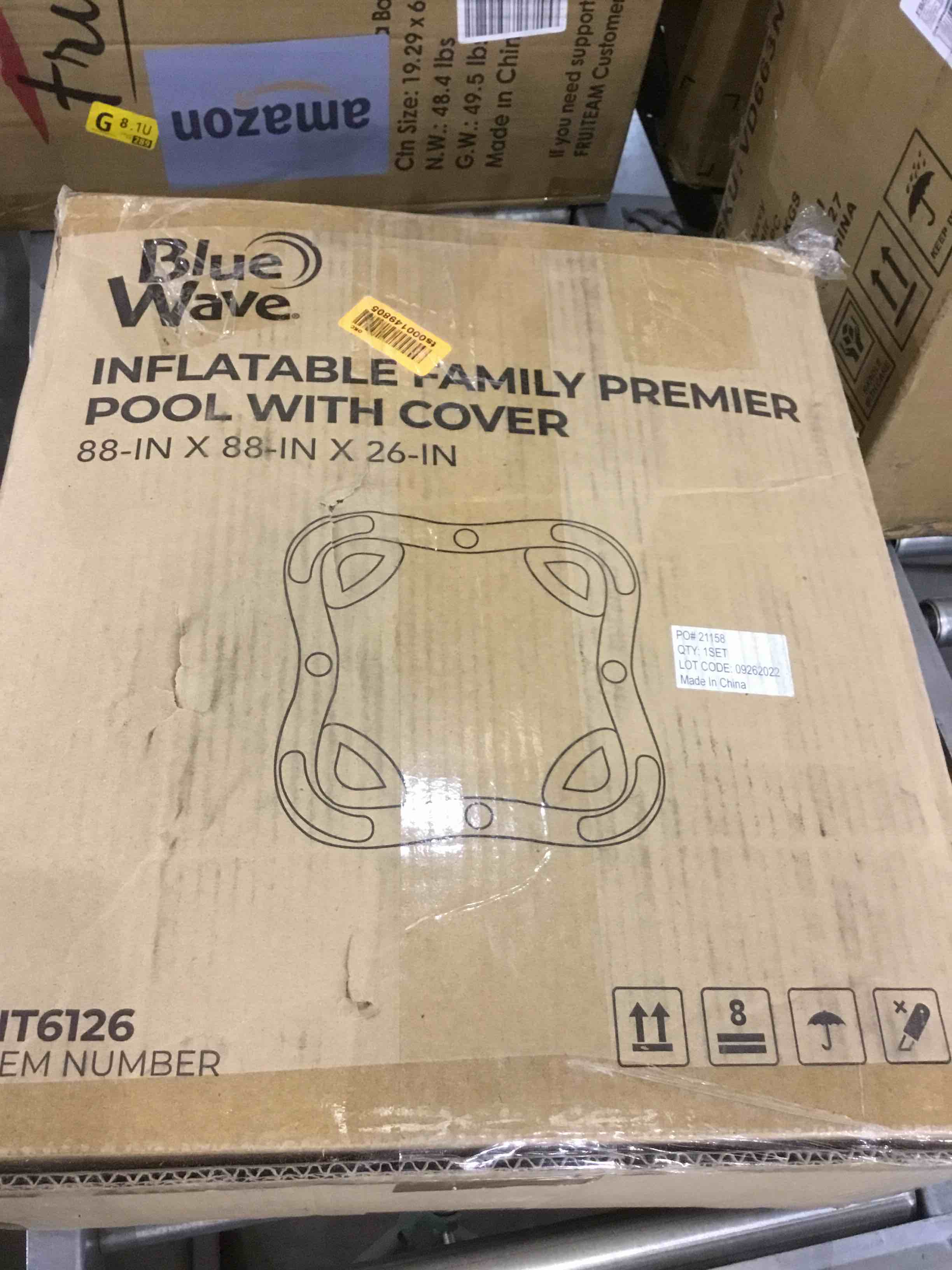 Blue Wave NT6126 88-in x 26-in Deep Premier Family w/Cover Inflatable Pool Square