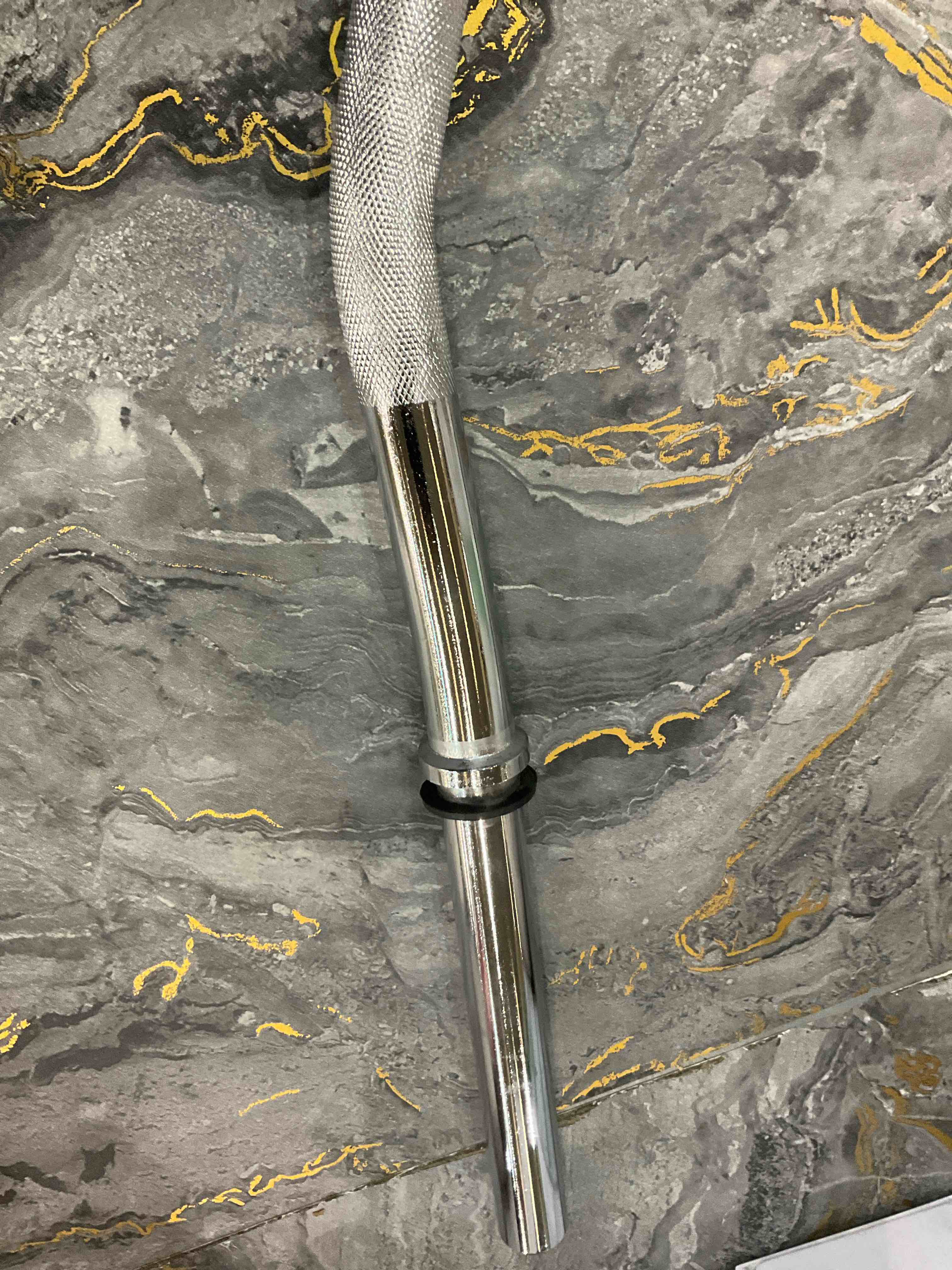 CAP Barbell 47-Inch Standard Solid E-Z Curl Bar, Chrome (RB-47), 46.53" L x 2" W X 1.34" H