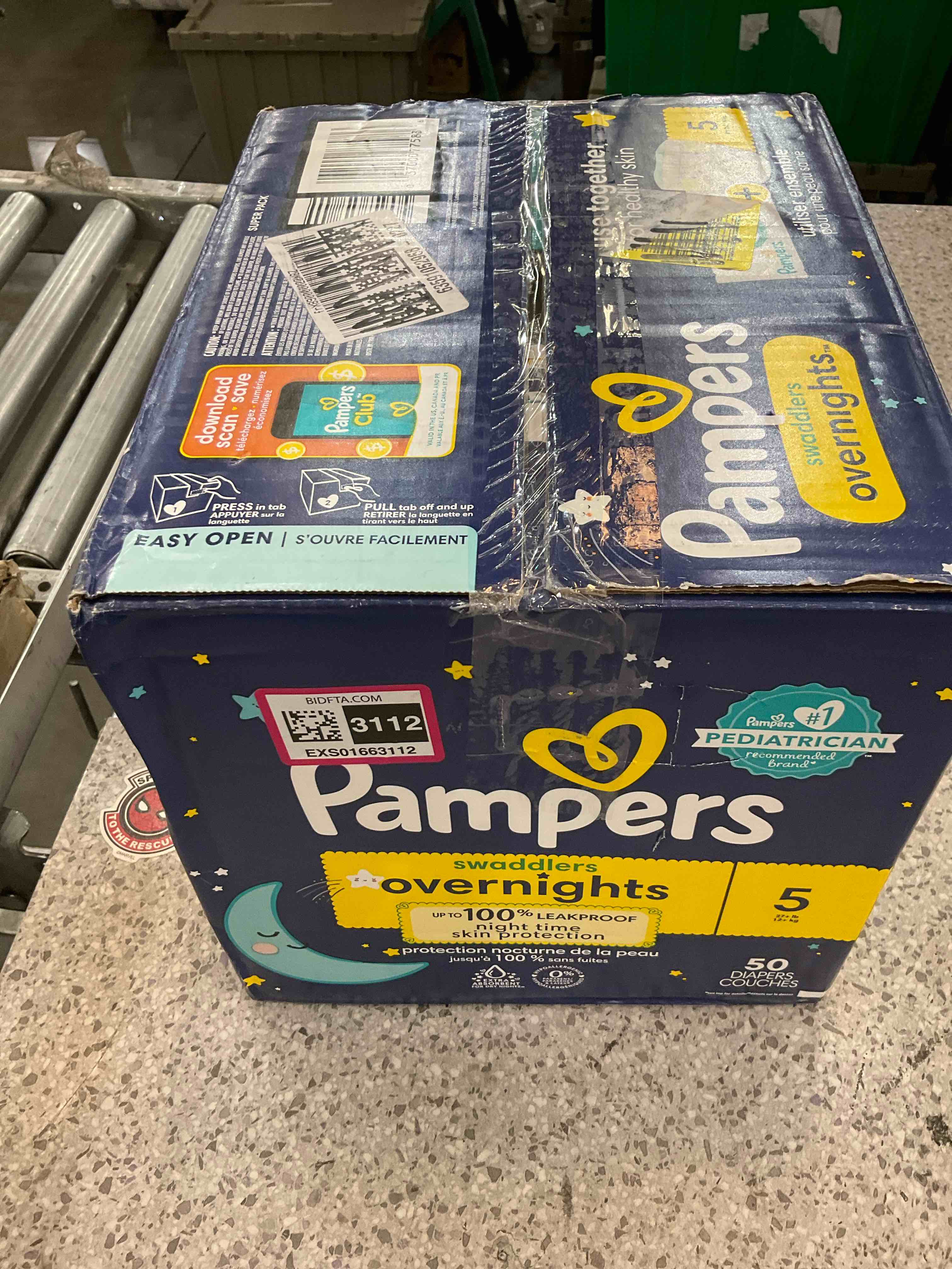 Pampers Swaddlers Overnights Diapers - Size 5, 50 Count, Disposable