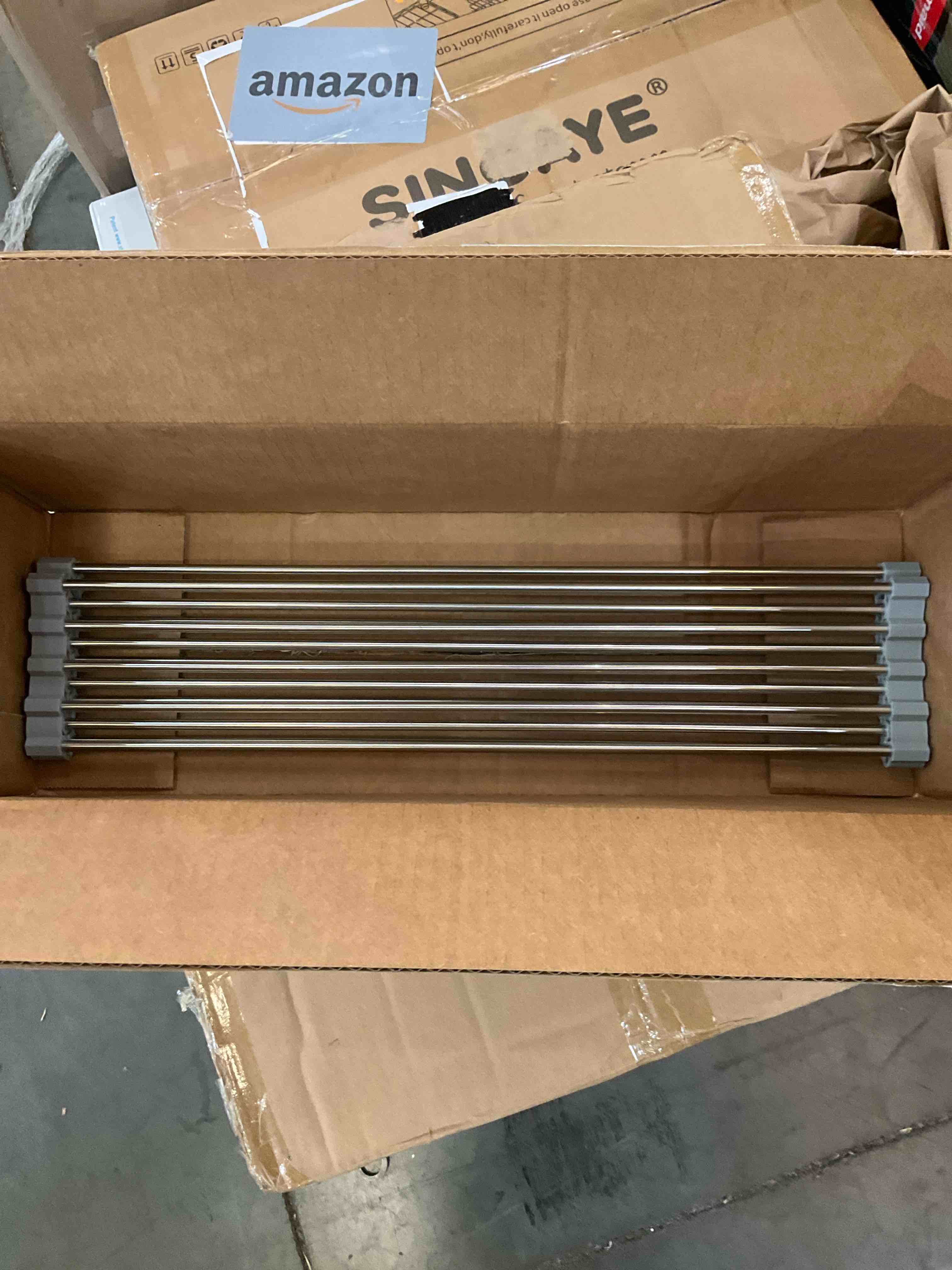 Roll Up Dish Drying Rack, Roll Over The Sink Dish Drying Rack Kitchen Rolling Dish Drainer, Foldable Sink Rack Mat Stainless Steel Wire Dish Drying Rack for Kitchen Sink Counter (17.5''x11.8'') Gray 17.5 x 11.8 in