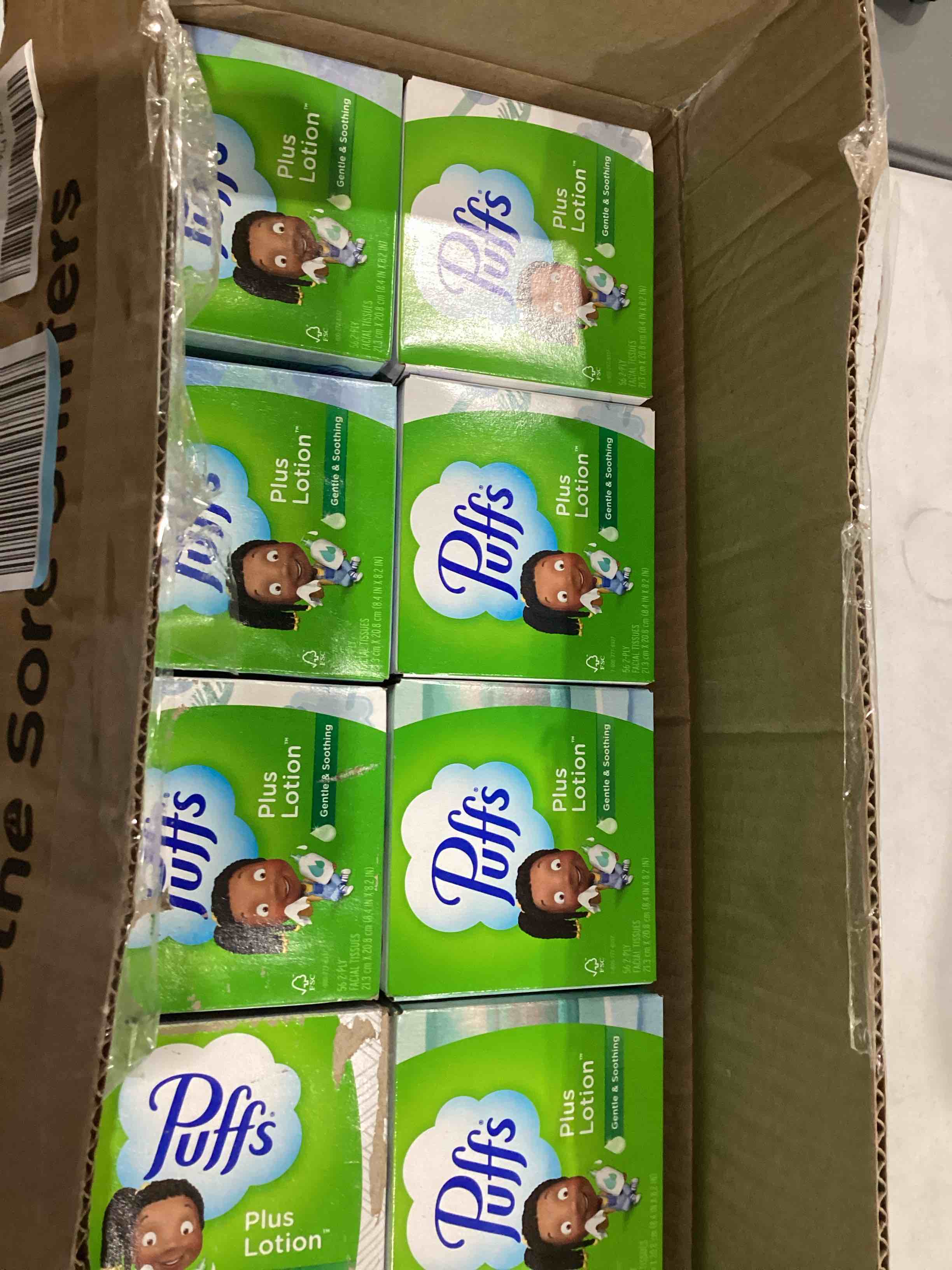 Condition photo showing Good Condition for puffs plus lotion facial tissues, 10 cubes, 56 tissues per box, allergies and colds 56 count (pack of 10)