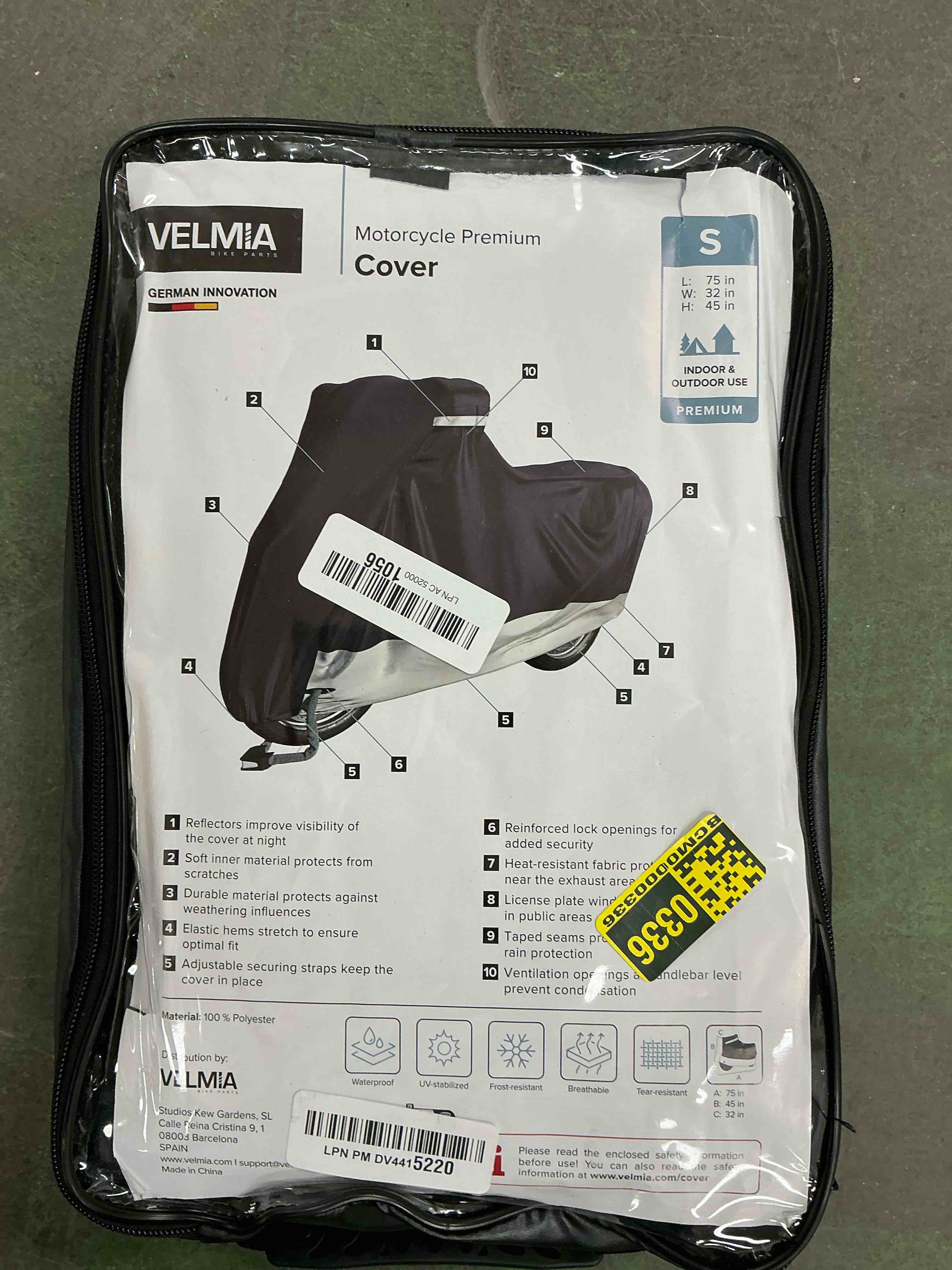 Condition photo showing Good Condition for VELMIA Motorcycle Cover Extremely Heat Resistant up to 550 F I High Standard Motorcycle Cover Waterproof Outdoor for All Seasons, Motorcycle Storage, Scooter Cover, Moped Cover, Harley Cover