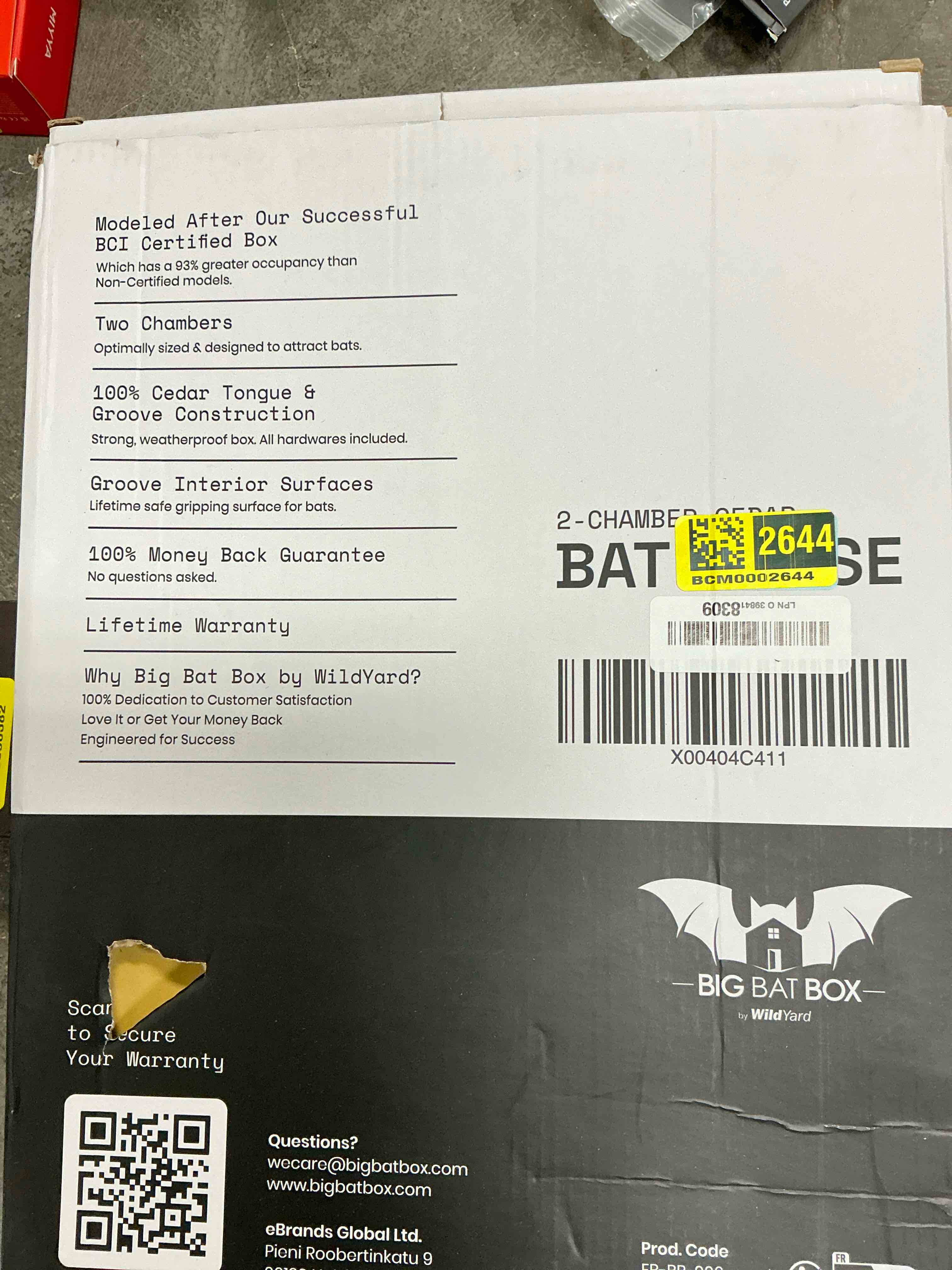 Condition photo showing Good Condition for BIGBATBOX Wooden Large Bat House for Outdoors - 2 Chamber, Brown, Fits Up to 75 - Proven Backyard Bat Box Kit Design for Attraction