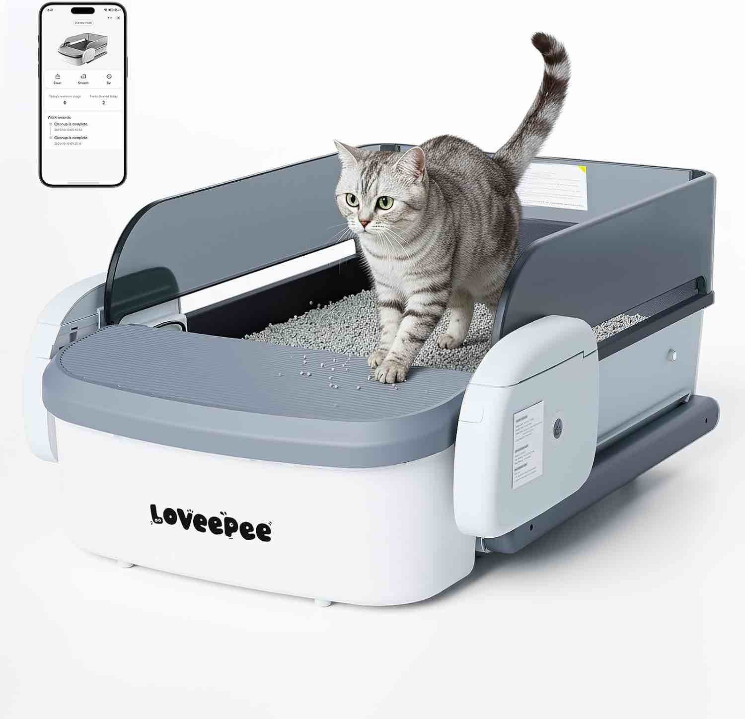 loveepee self cleaning litter box,fully open automatic litter box