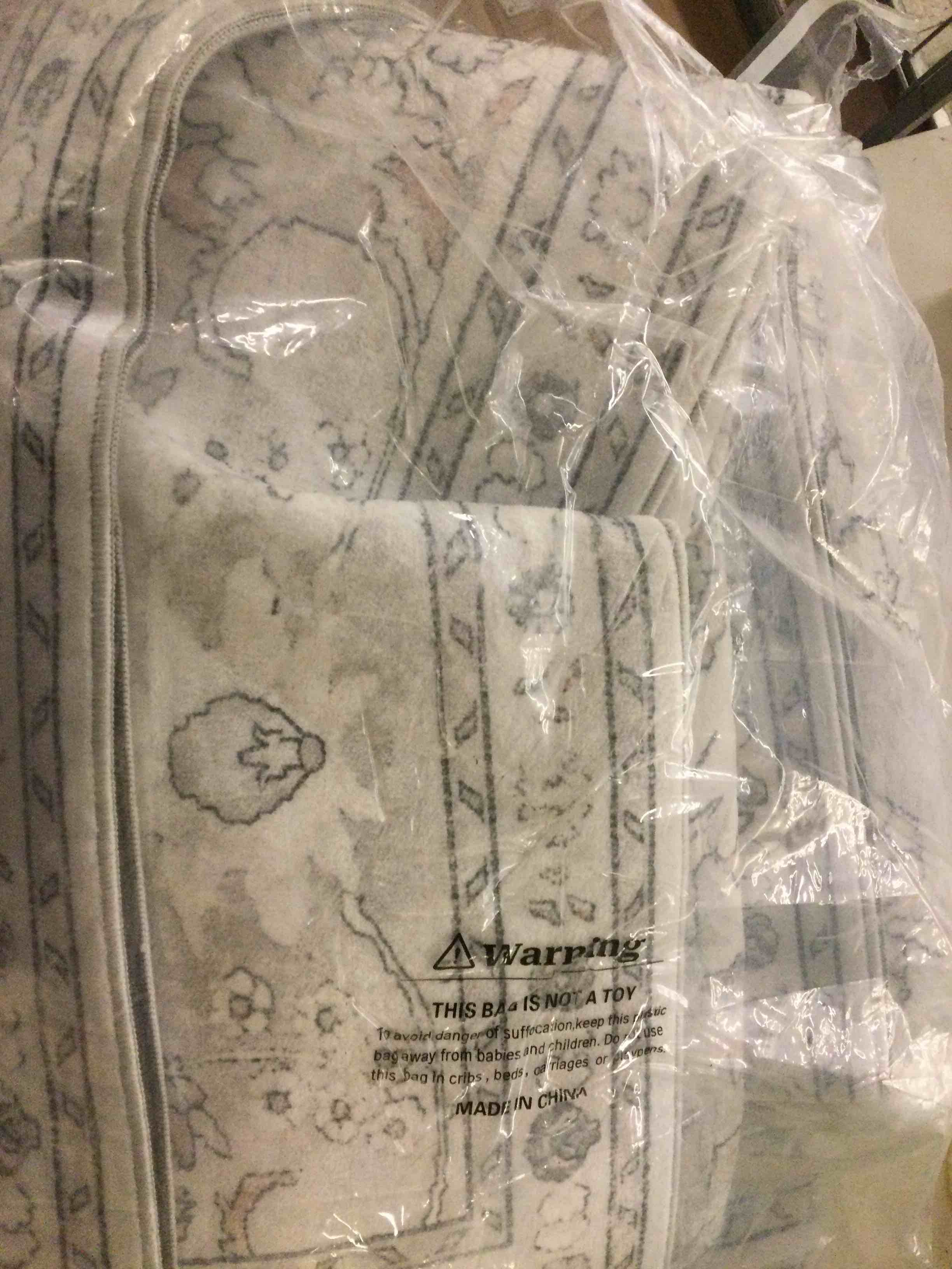 Condition photo showing Good Condition for Grey 8x10 Area Rug Washable Vintage Carpet for Living Room Bedroom Large Soft Retro Floral Low Pile Thin Indoor Rug Non Slip Central Medallion Floor Cover for Dining Room Office