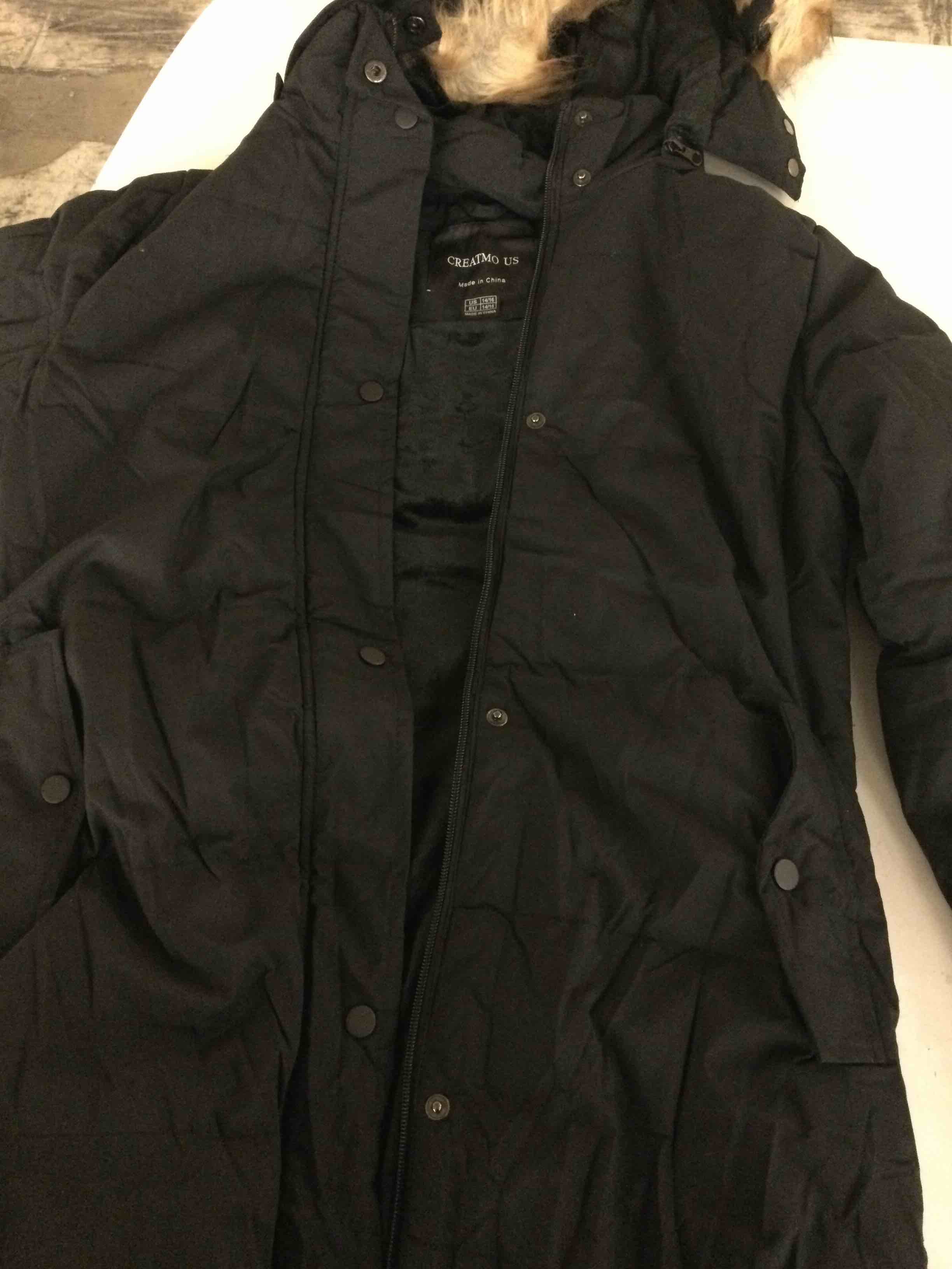 Condition photo showing New/Like New for CREATMO US Girl's Long Length Winter Coat Parka Water Resistant Puffer Jacket With Fleece Lining