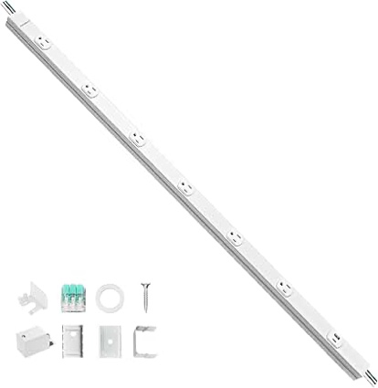 suraielec under cabinet power strip hardwire, 6 tamper resistant outlets with usb-a & usb-c, seamless under cabinet outlet, customizable length, power strip for kitchen, workshop, etl listed, white