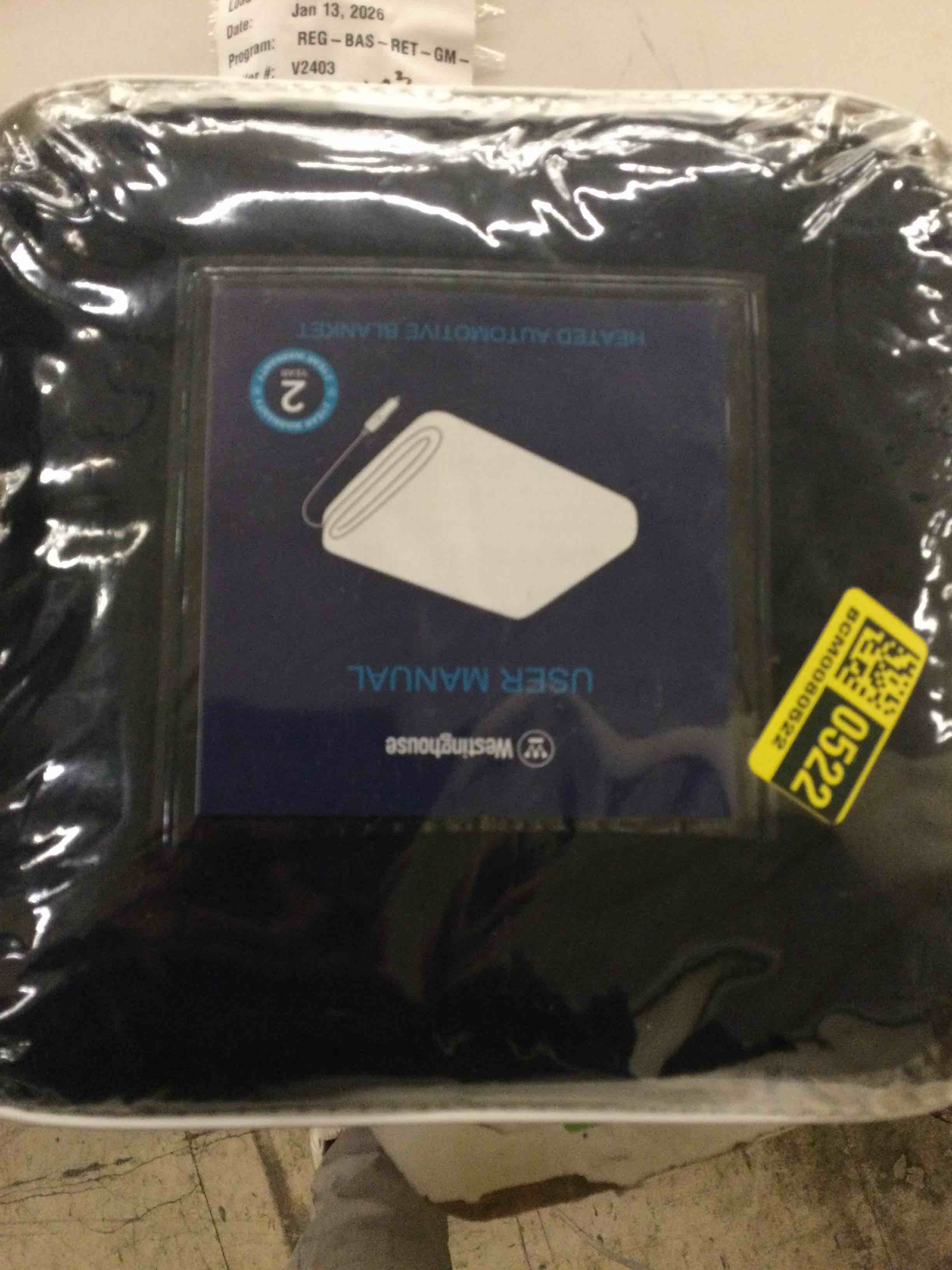 Condition photo showing New/Like New for Westinghouse Heated Car Blanket with 3 Heating Levels, 4 Hours Auto Off, 12 Volt Electric Blanket for Car, Truck, SUV, RV, Machine Washable, 59" x 43”,(Charcoal,Upgrade Model) Charcoal Upgrade Model