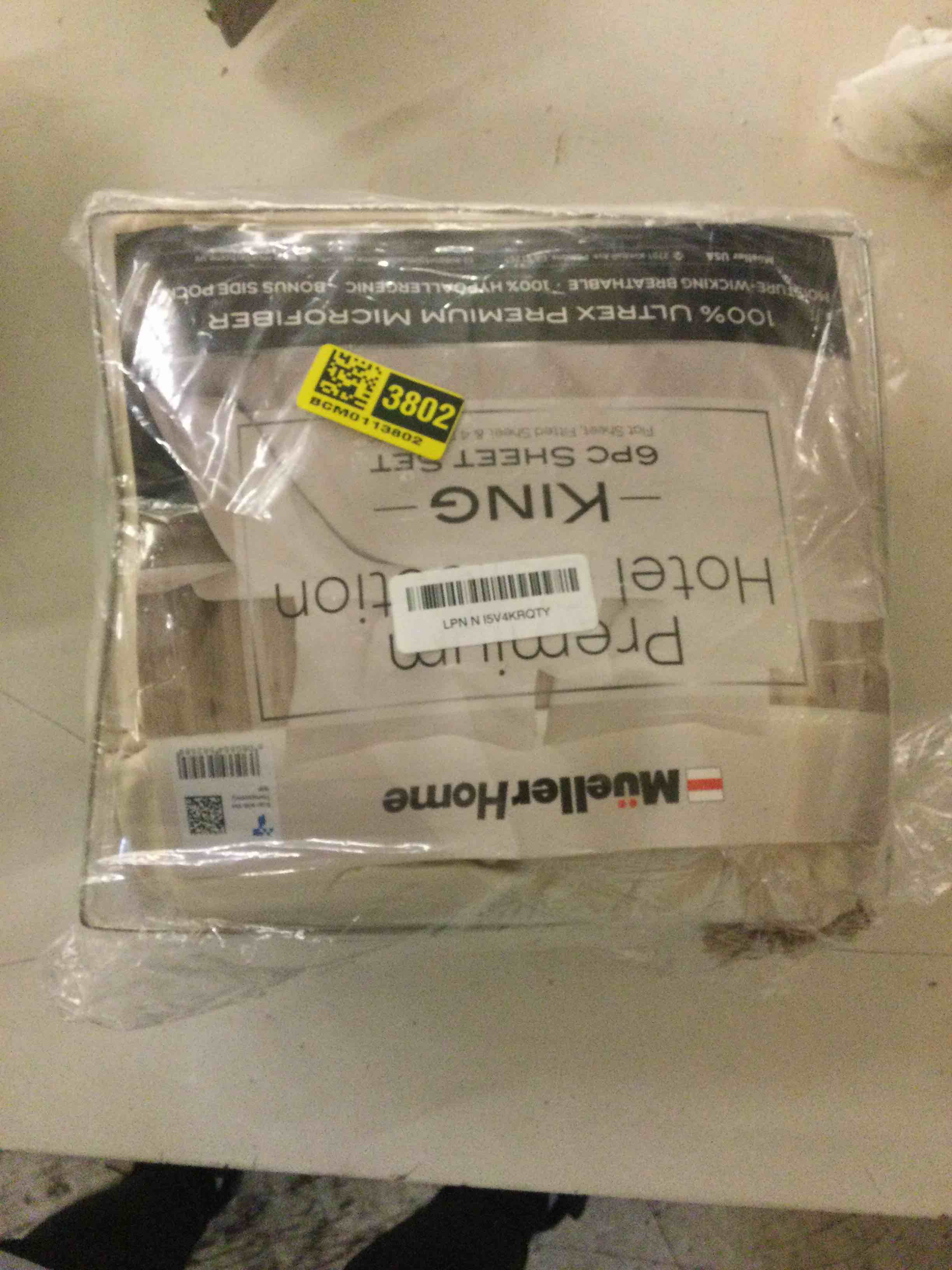 Condition photo showing As Is for Mueller Ultratemp King Size Sheets Set, Super Soft 1800, 6 Piece, Deep Pocket up to 16" Bed Sheets, Transfers Heat, Breathes Better, Hypoallergenic, Wrinkle, Cream