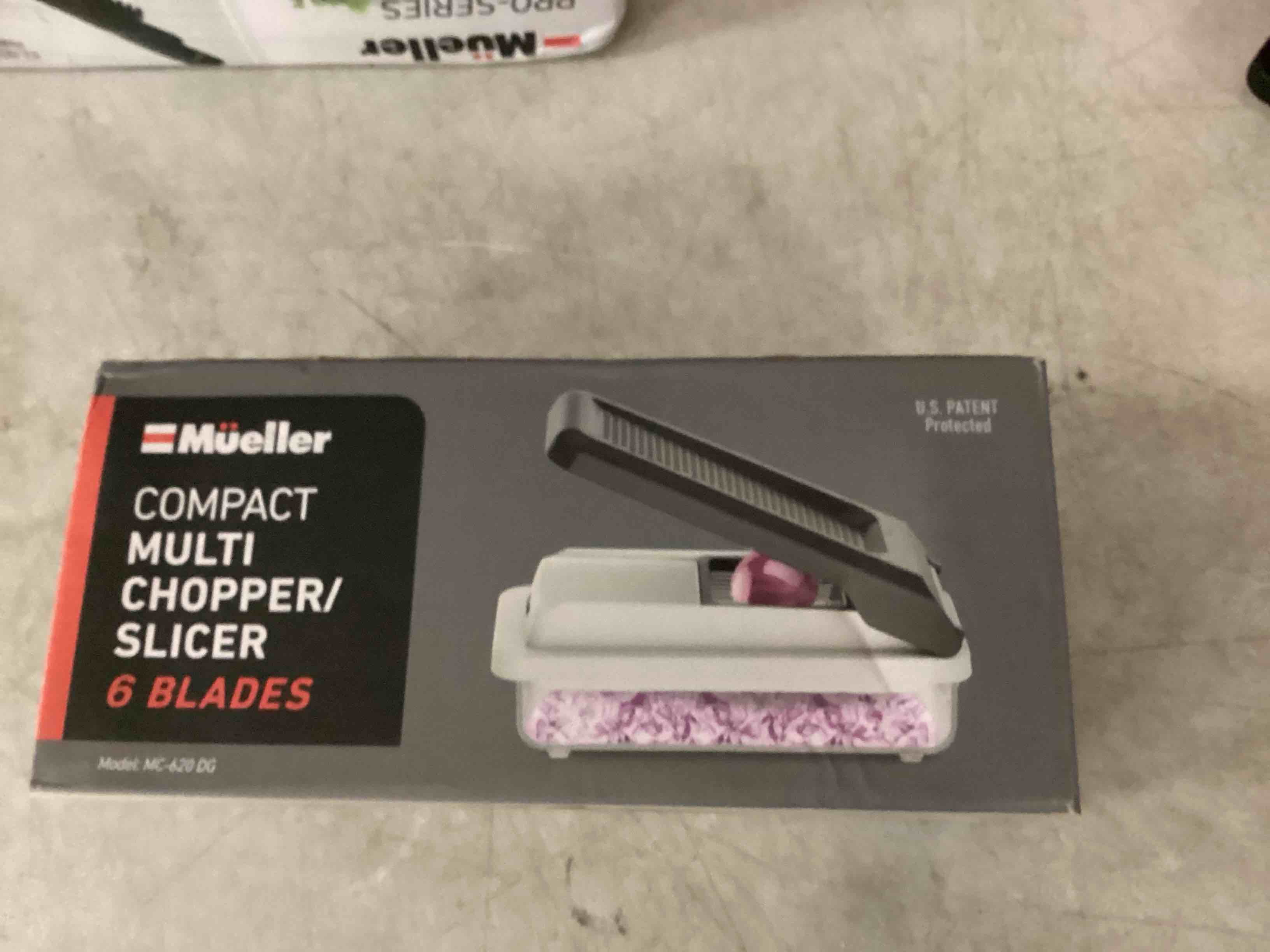 Condition photo showing Good Condition for mueller vegetable chopper mandoline slicer, food veggie chopper, cheese grater, onion vegetable cutter with container, dicer, kitchen gadgets & essentials, white sand/grey