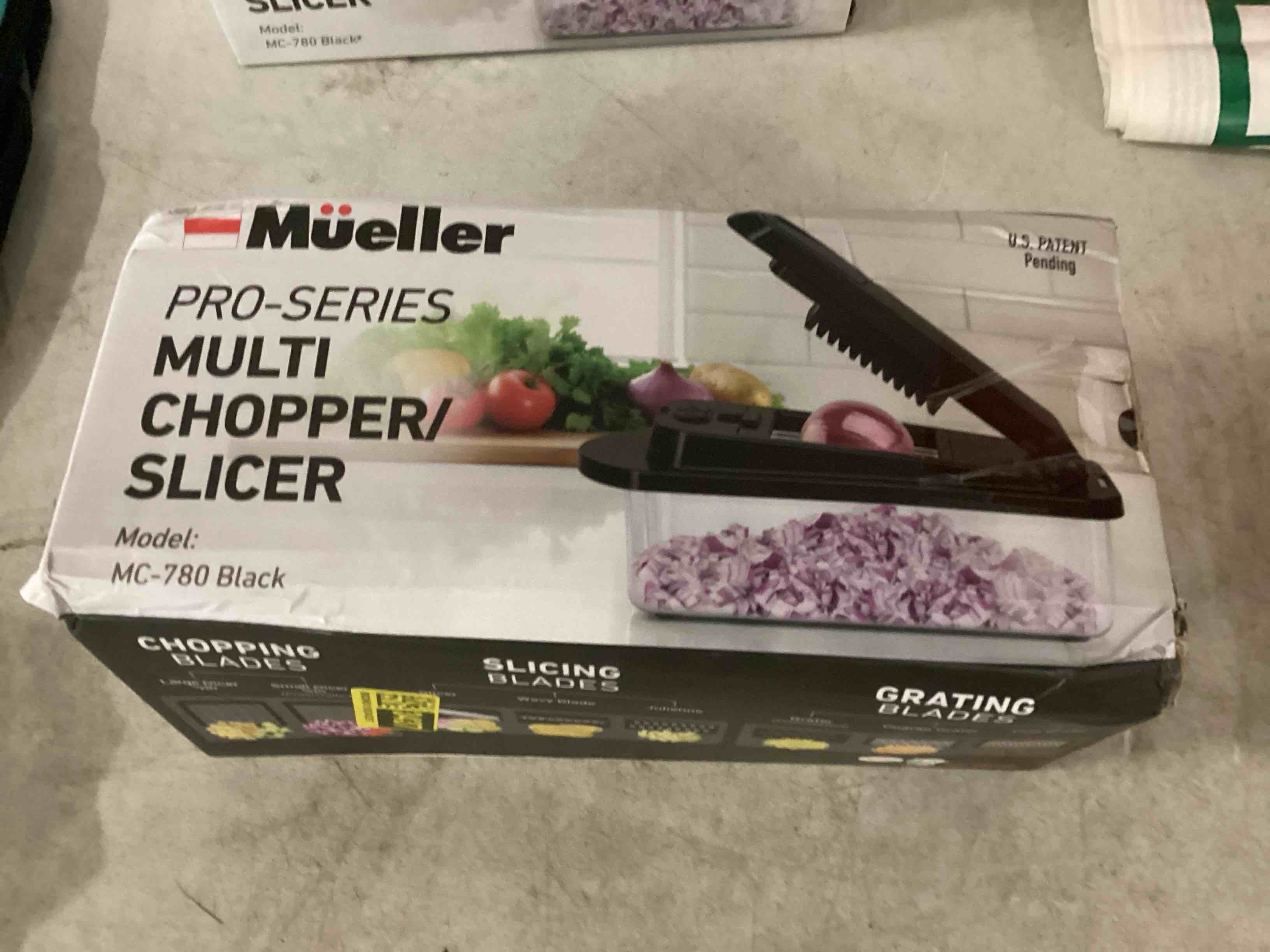 Condition photo showing Good Condition for mueller pro-series 10-in-1, 8 blade vegetable chopper, mandoline slicer, onion mincer, cutter, dicer, veggie chopper with container, kitchen essentials & gadgets, house warming gifts new home, black