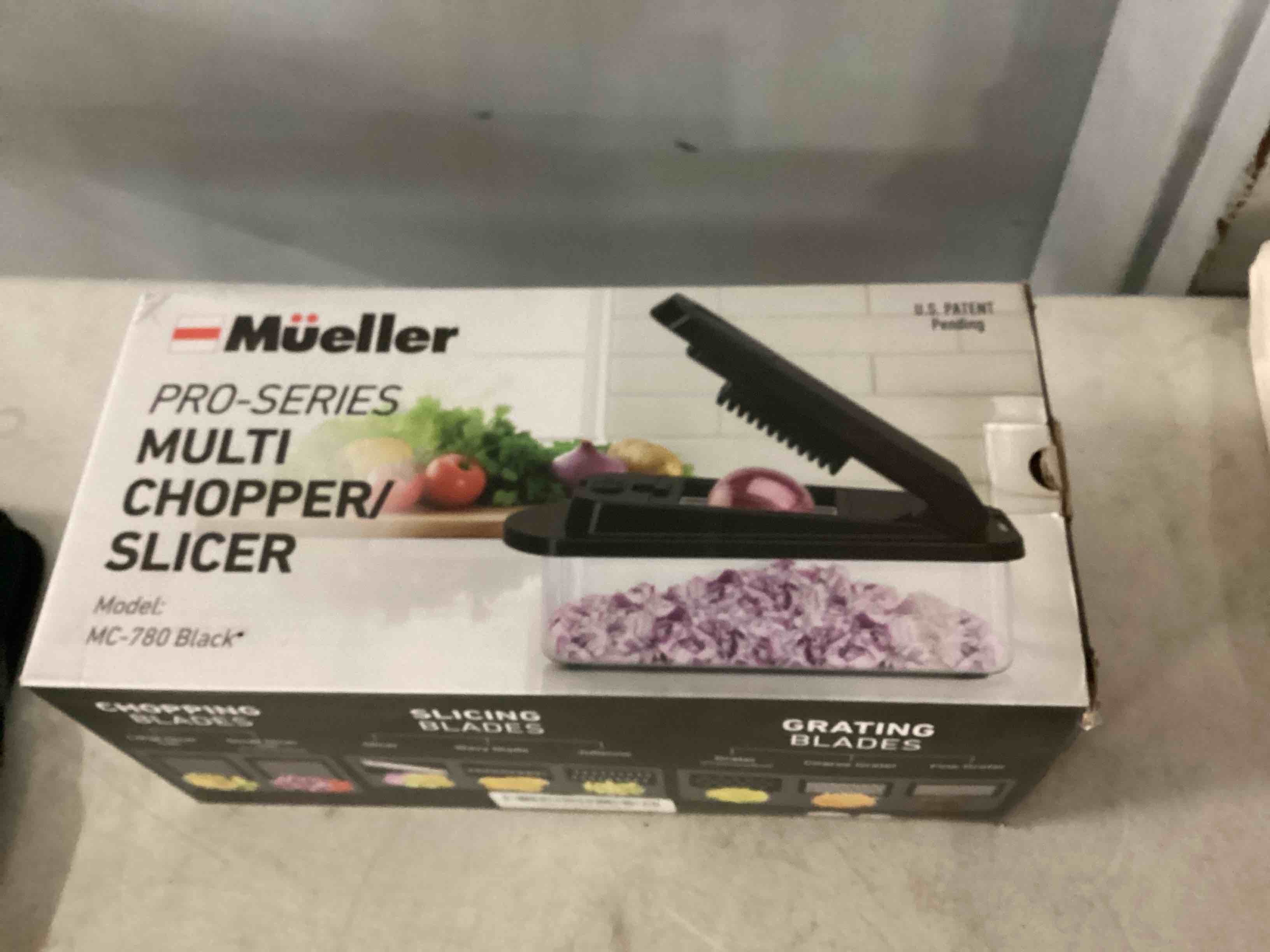 Condition photo showing Good Condition for mueller pro-series 10-in-1, 8 blade vegetable chopper, mandoline slicer, onion mincer, cutter, dicer, veggie chopper with container, kitchen essentials & gadgets, house warming gifts new home, black