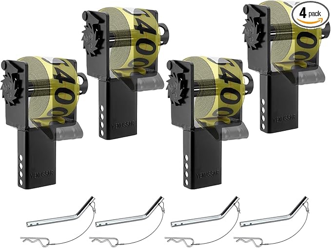 Condition photo showing New/Like New for upgraded 4 pack trailer stake pocket winch flatbed, capacity 16,200 lbs utility flatbed accessories, compatible with 4 inch flatbed winch straps for 2x4 stake pockets