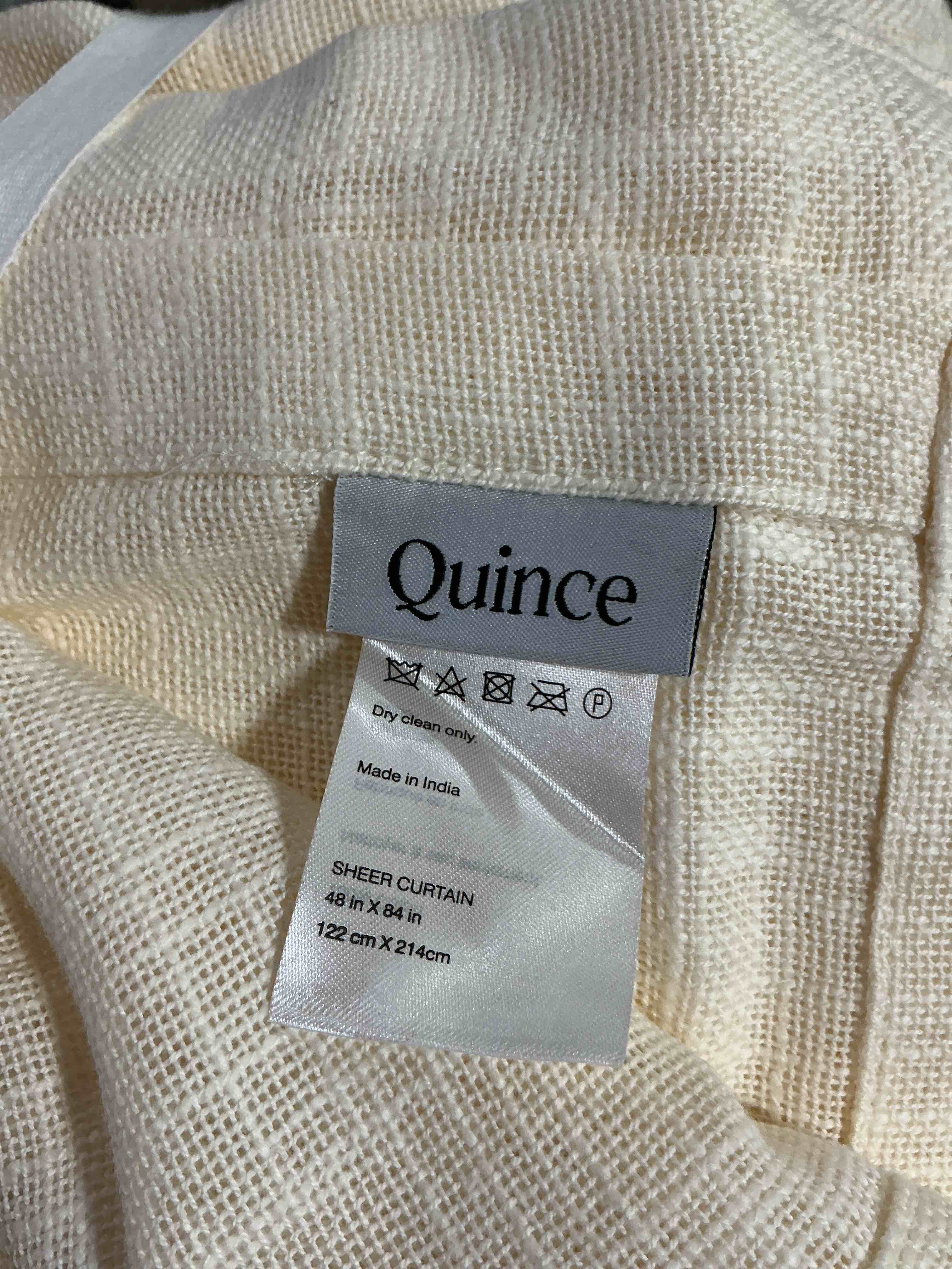 Condition photo showing As Is for quince sheer curtain 48”x84” ivory