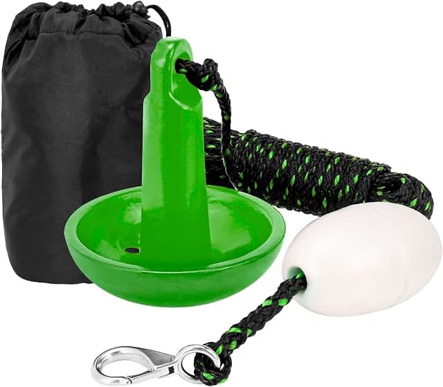 marine system mushroom anchor kit for kayaks, canoes, paddle boardswith rope and marker buoy green