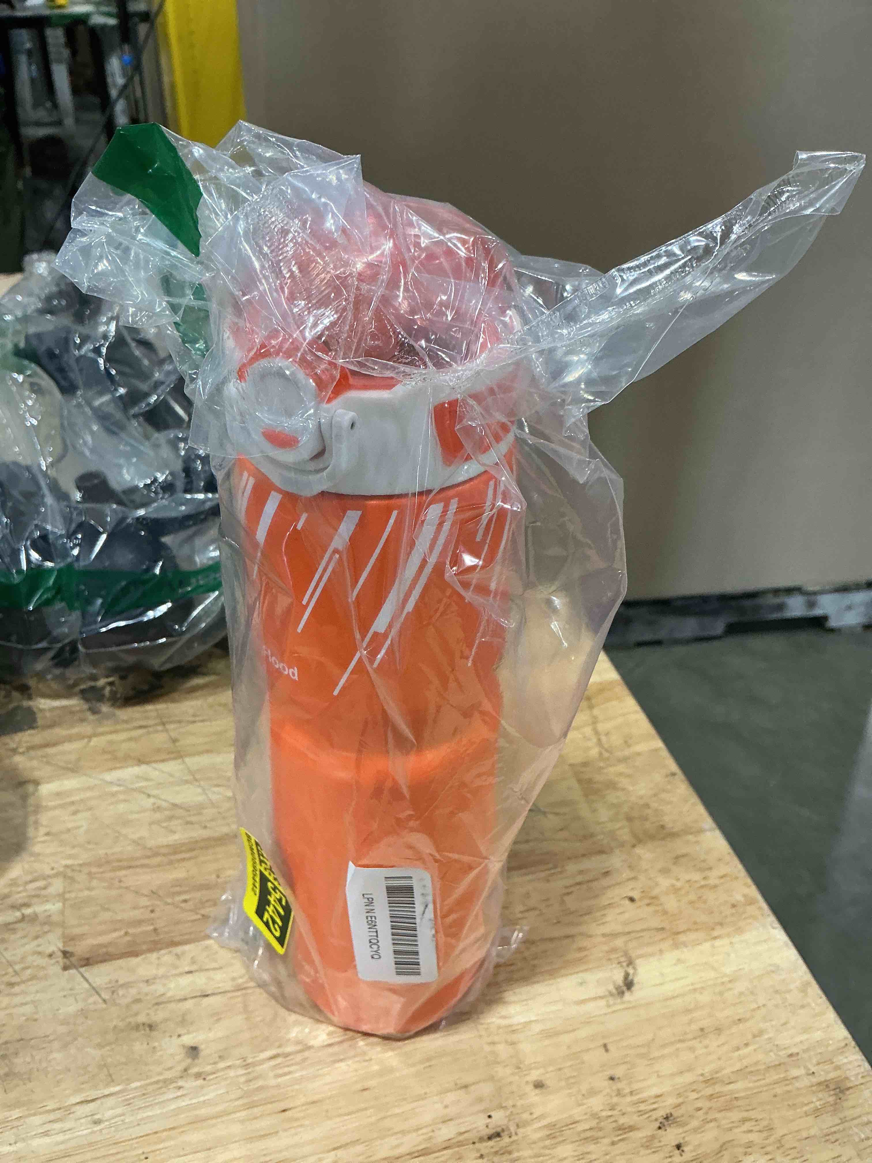 Condition photo showing As Is for (color orange) myforest insulated bike water bottle, odor-free liner, 24oz 700ml combo set | no plastic taste, surgical steel, extra grip for rough trails, quick-open lid, dirt cap, 'black leopard combo' 23.7 ounces black leopard combo