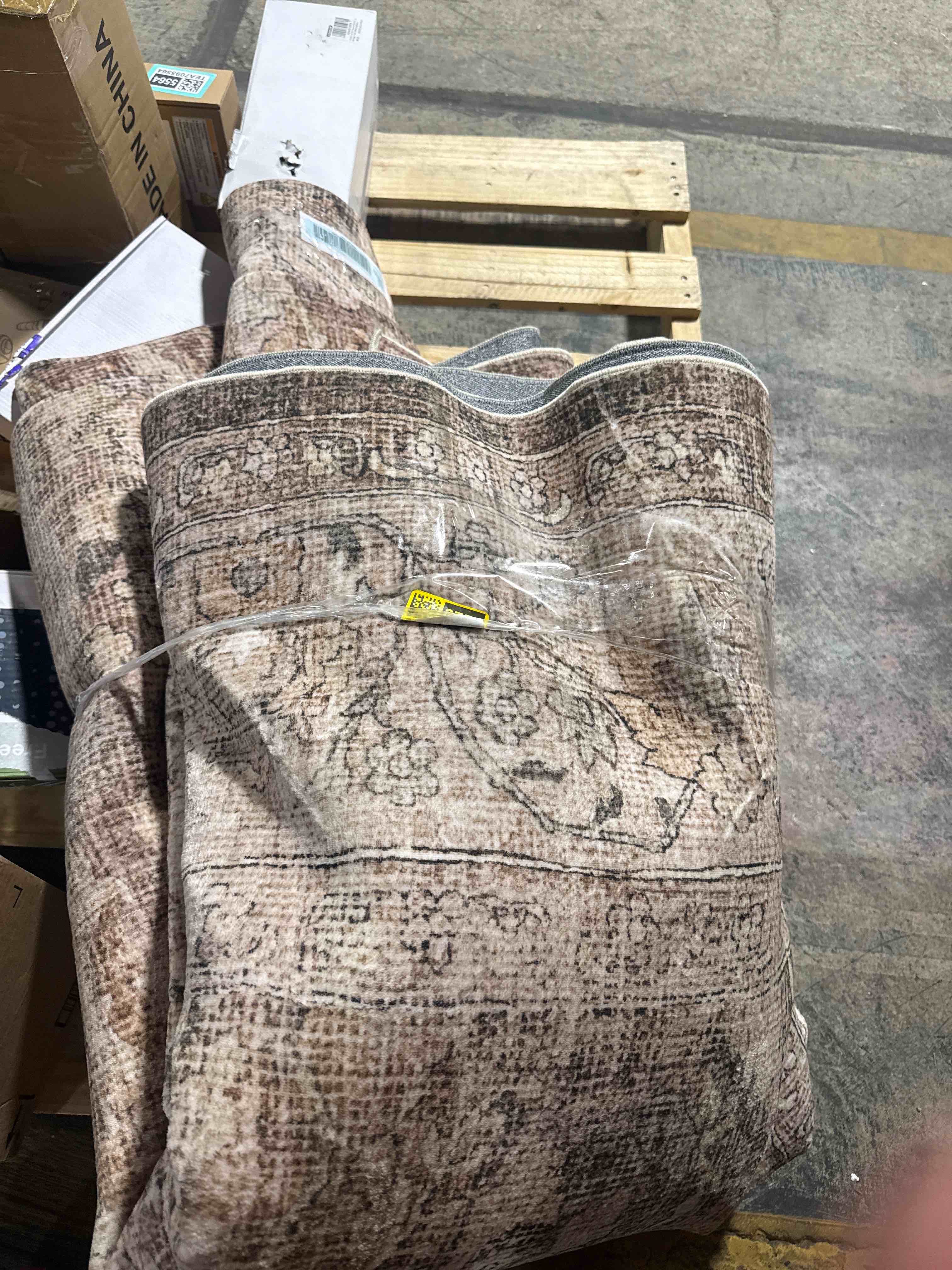 Condition photo showing As Is for purecozy 9'x12' area rugs for living room bedroom dining room farmhouse office rugs washable non slip vintage oriental traditional large brown rugs carpets, light brown