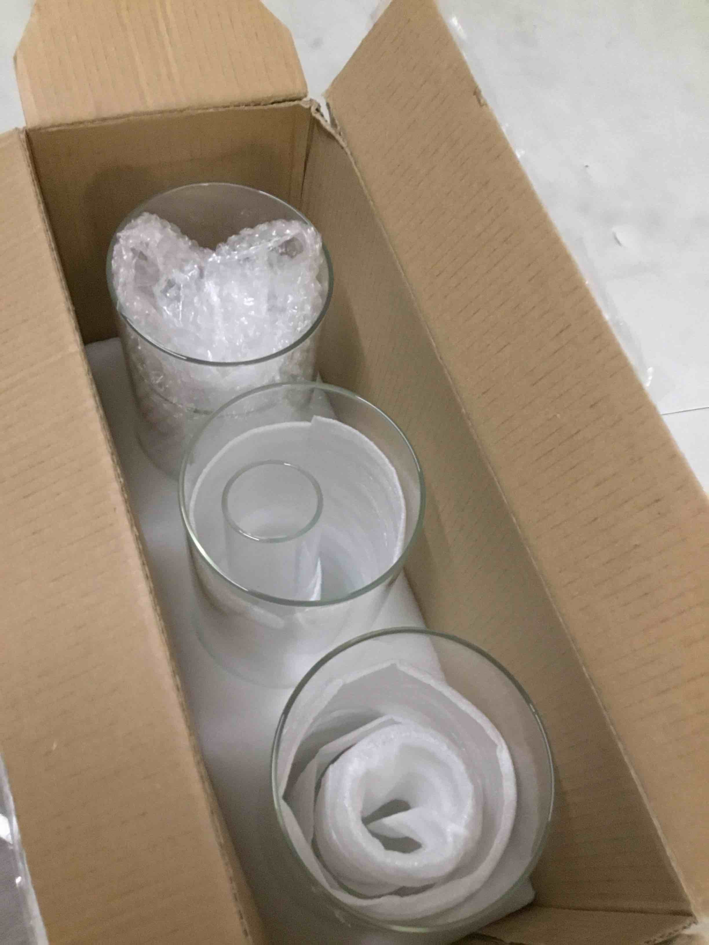 Condition photo showing As Is for ( incomplete) 15pcs clear glass vase for centerpieces, 4,6,7.5,8,10 inch tall cylinder flower vase bulk floating candle holder for wedding table home décor and party 4+6+7.5+8+10inch 15