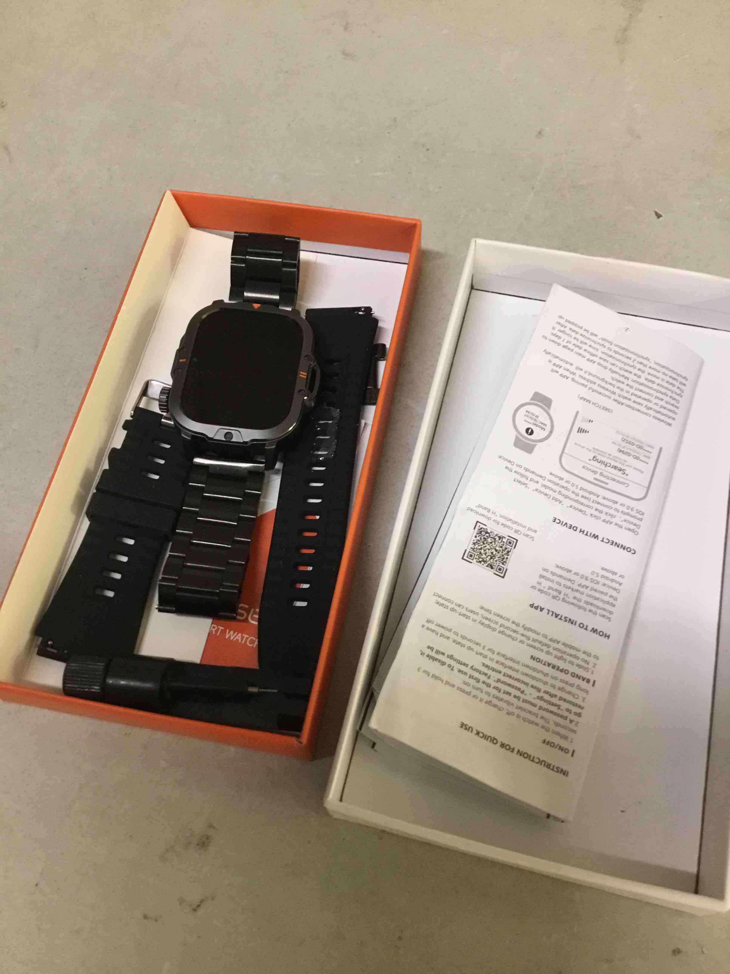 Condition photo showing As Is for ( incomplete) smart watch for men military answer/make call 2.01?? display 170+ sports modes fitness smart watch ip68 waterproof 30 days standby smartwatch for android ios black (2 straps)
