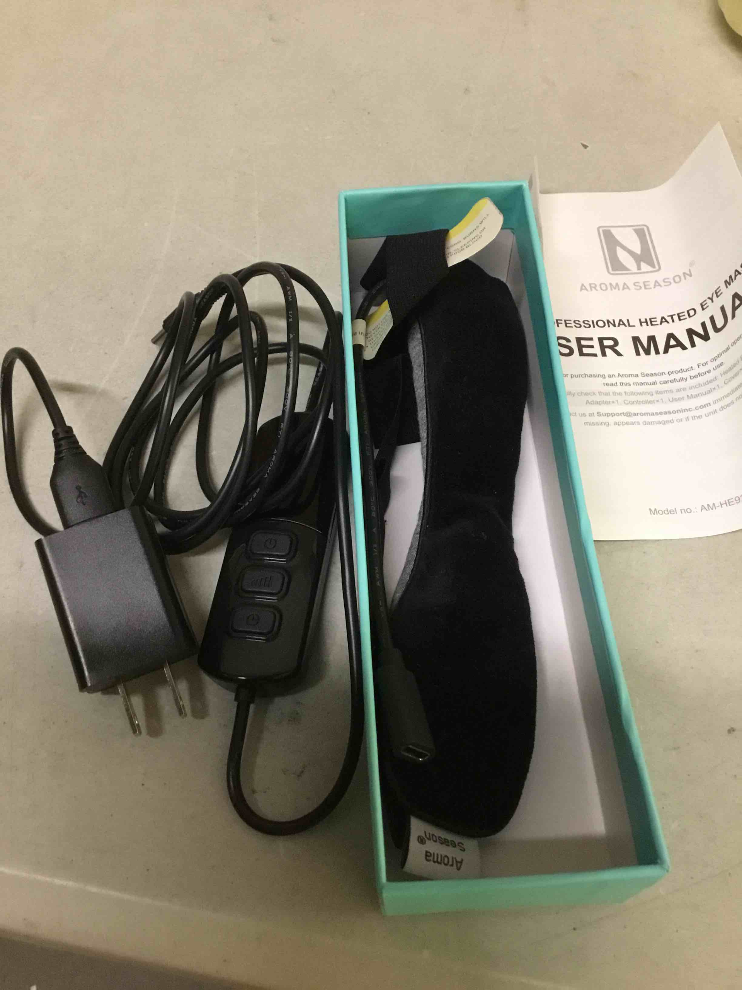 Condition photo showing As Is for aroma season heated eye mask for dry eyes, warm eye compress with flaxseed graphene fir for mgd, dry eye syndrome, chalazion blepharitis treatment, steam moist heat therapy to unclog glands (black)