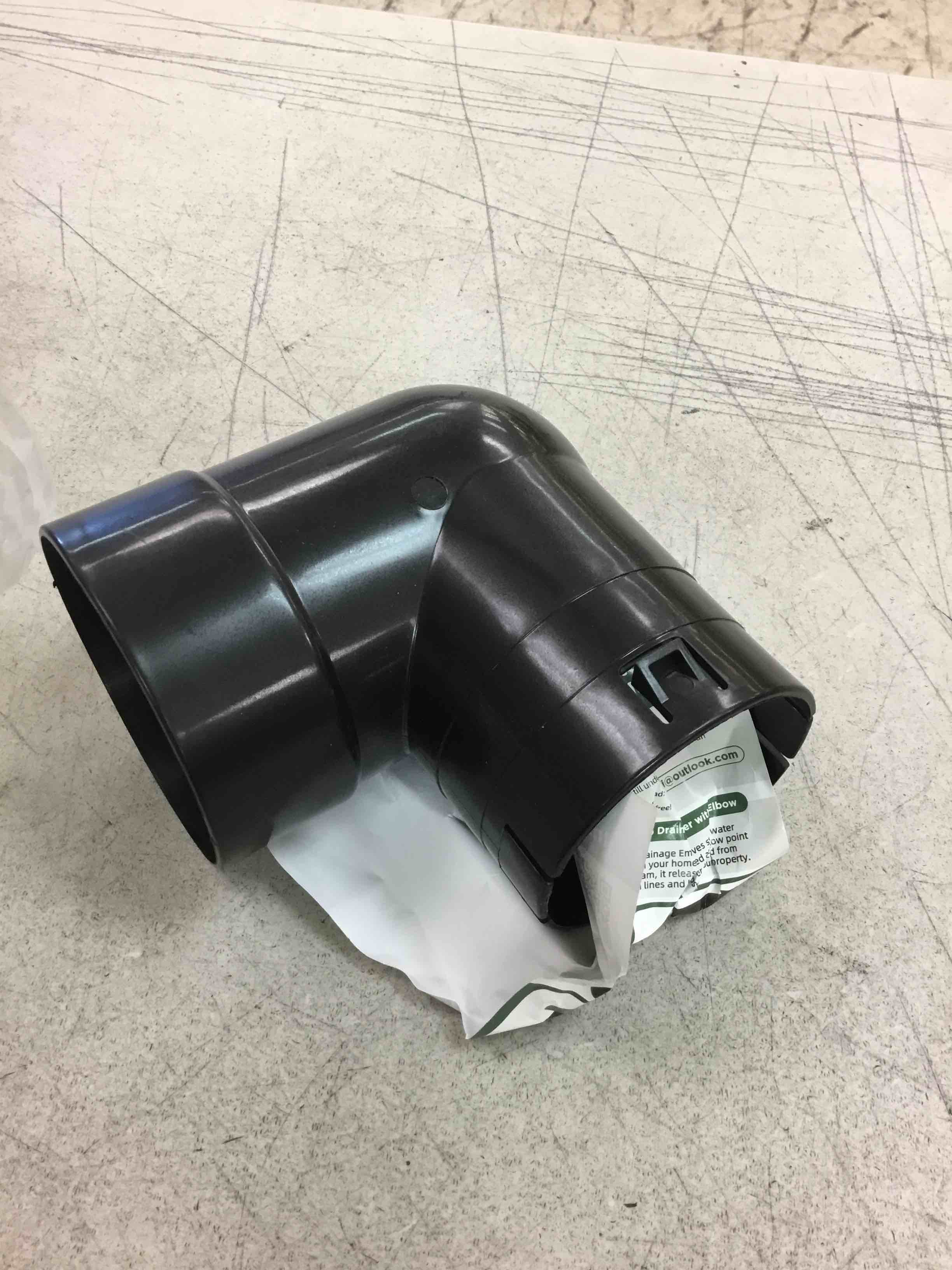 Condition photo showing As Is for 4" pop up drainage emitter with elbow, no adapter required, fits 4" pvc d2729 (s&d), 4" sch40, 4" sdr35, 4" corrugated pipe, 3" corrugated pipe, dual-rod yard drain cover for downspouts, 2pc 2pc-4 inch