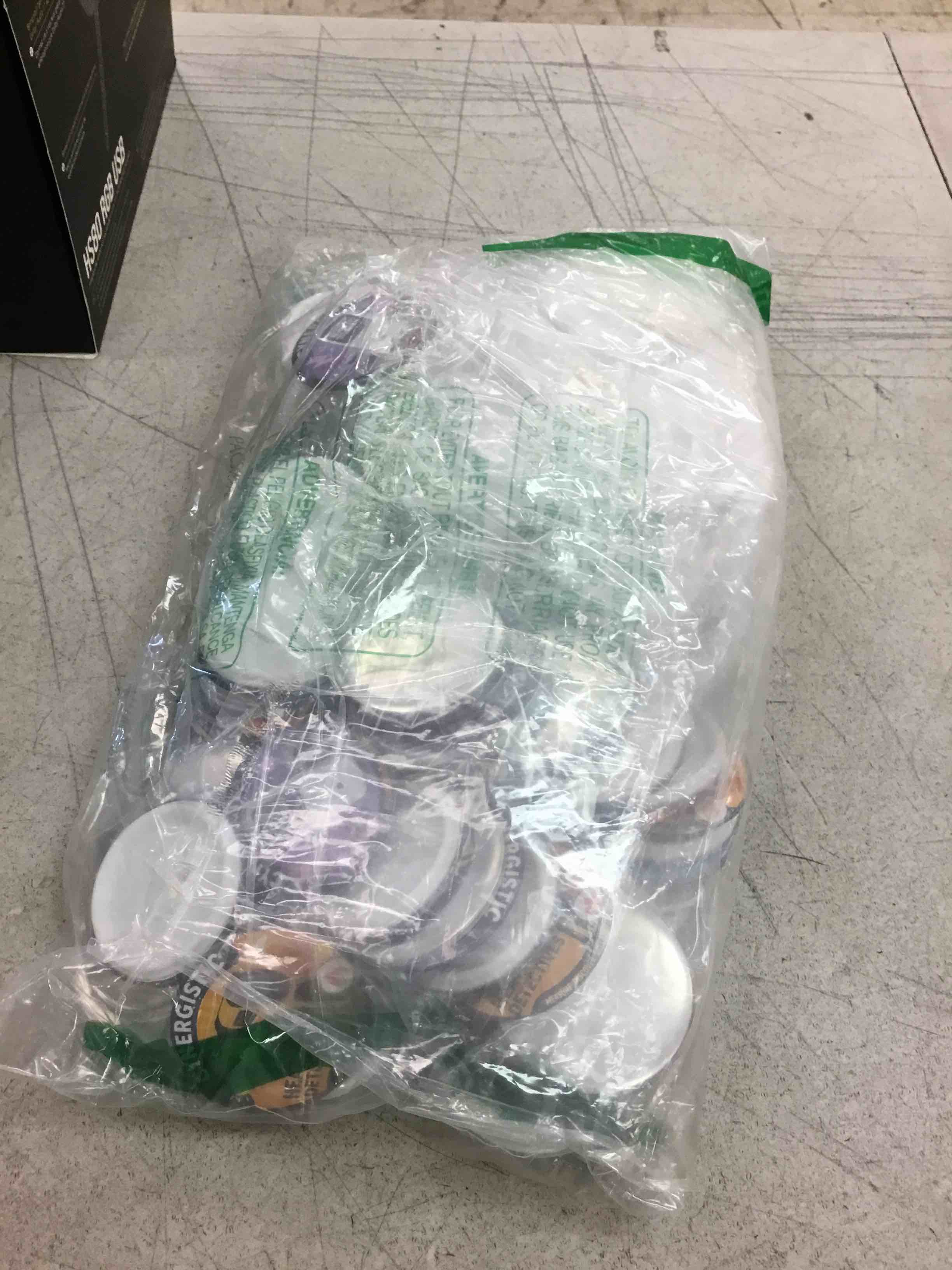 Condition photo showing As Is for beamnova 200 sets of button parts supplies 58mm / 2.28 in (approx. 2-1/4 inch) for round button maker machine pin maker, every set includes tinplate top, plastic clip bottom & plastic film