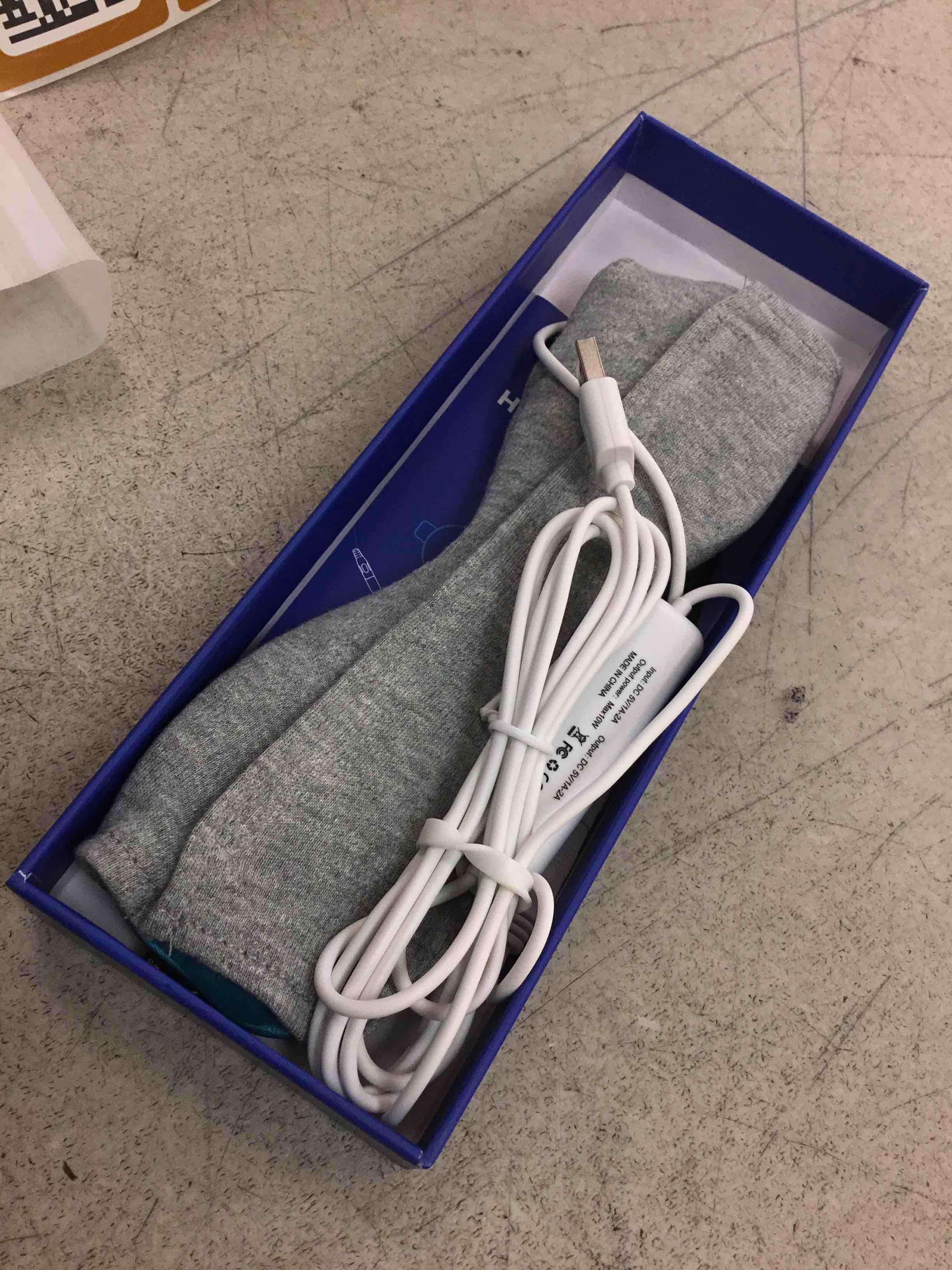 Condition photo showing As Is for ezona heated eye mask, warm eye compress mask for dry eyes, usb electric eye heating pad with temperature & timer control, dry eyes, blepharitis, sinus migraine (blue)