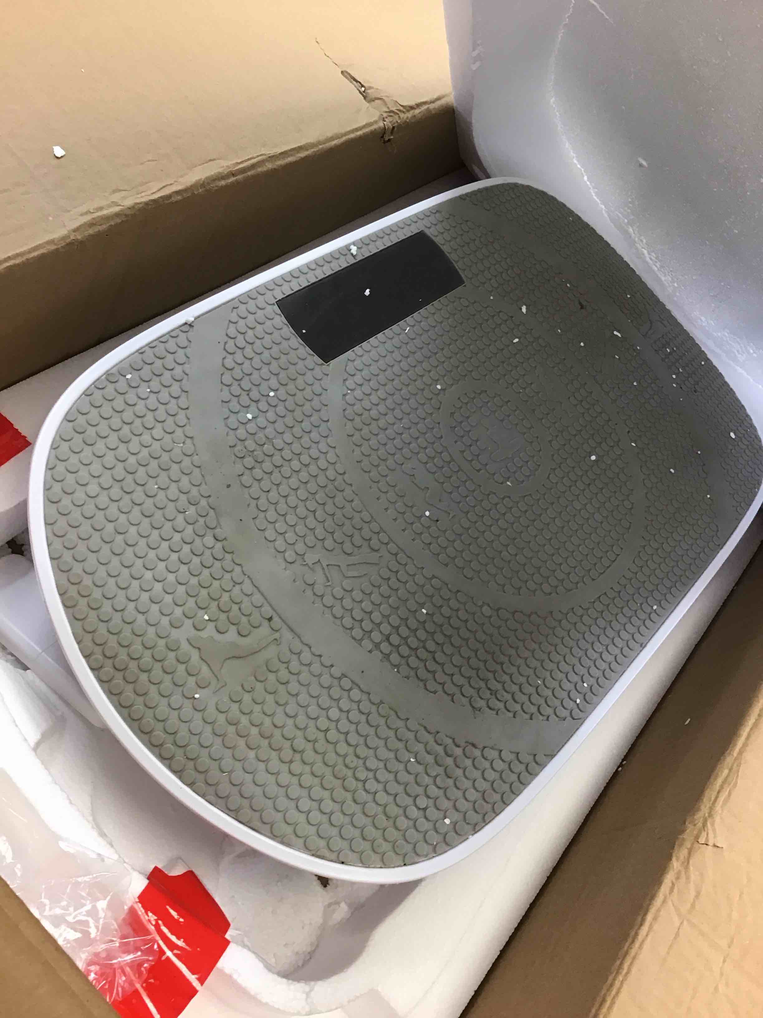 Condition photo showing As Is for ( incomplete) merach vibration plate exercise machine, whole body workout equipment for women, bluetooth and silicone pedal, vibration plate with auto mode, vibrate fitness platform for home (grey)