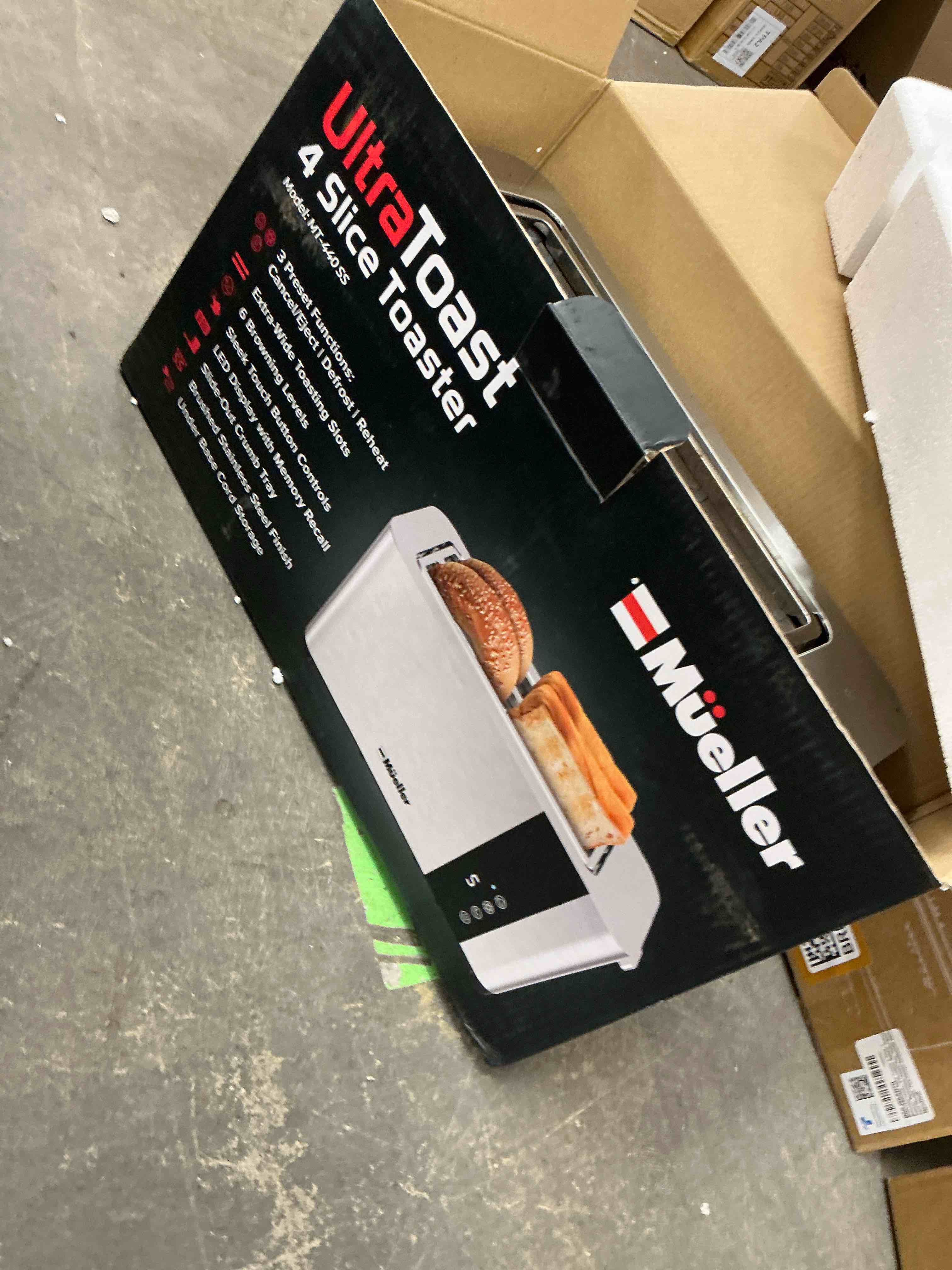 Mueller UltraToast Full Stainless Steel Toaster 4 Slice, Long Extra-Wide Slots for Bagels and Waffles, 6 Browning Levels, LED Display, Cancel/Defrost/Reheat Functions & Removable Tray, Kitchen Gadgets
