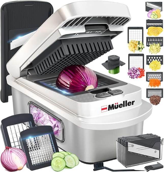 Mueller Pro-Series 10-in-1, 8 Blade Vegetable Chopper, Mandoline Slicer, Food Chopper with Container, Fruit Slicer, Kitchen Gadgets & Accessories, Home Essentials
