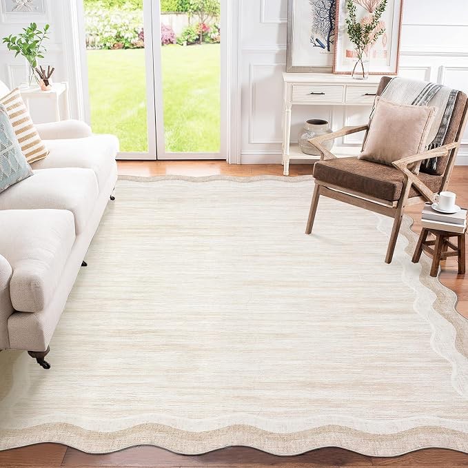 Condition photo showing As Is for garvee scallop area rug 5x7 washable rugs for bedroom (similar to stock photo)