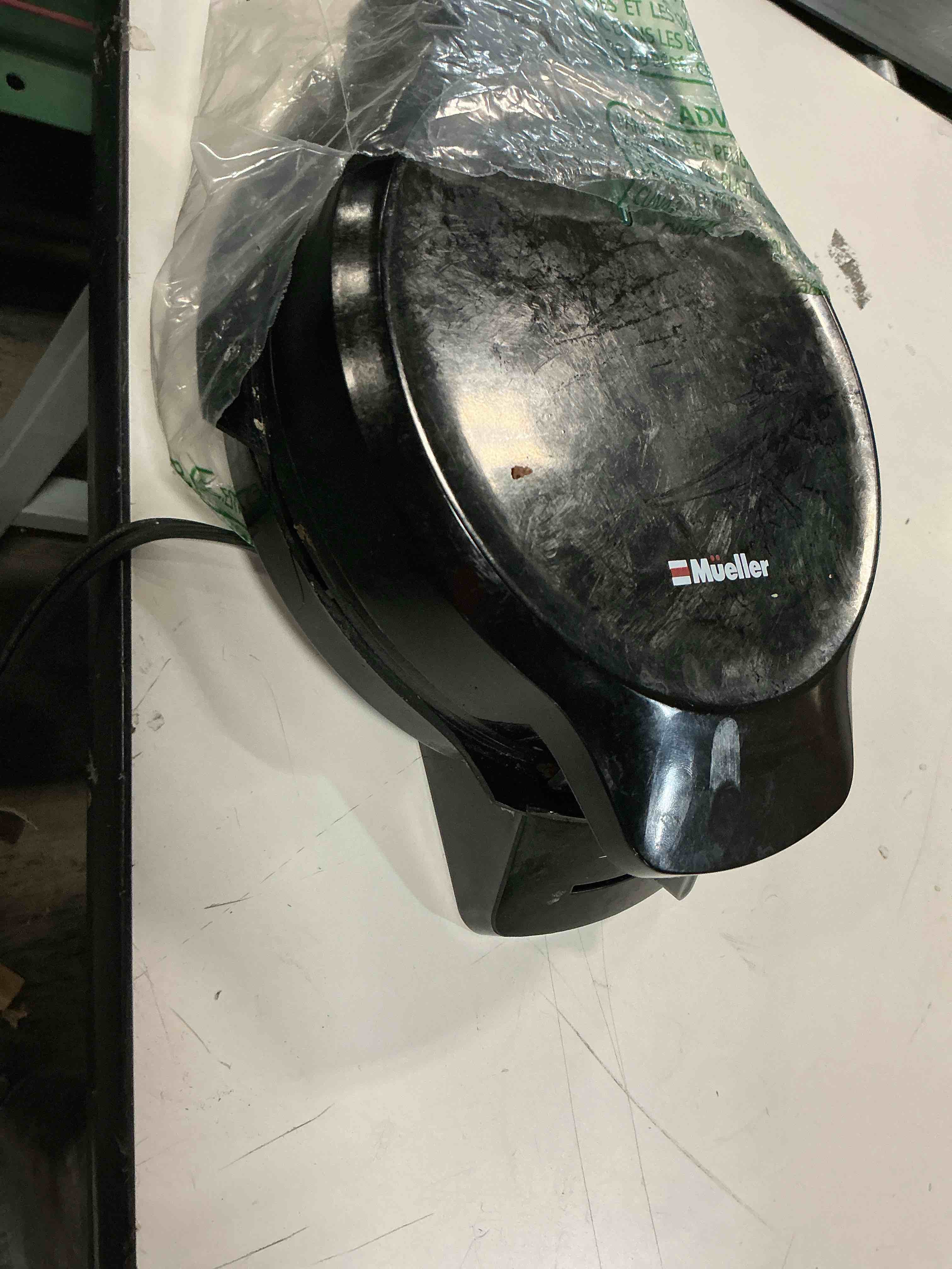 Condition photo showing As Is for Mueller Heart 5 Waffle Maker, Norwegian Waffle Iron, Adjustable Browning Control & Nonstick, Cool Touch Handle, Easy to Clean, Small Kitchen Appliances